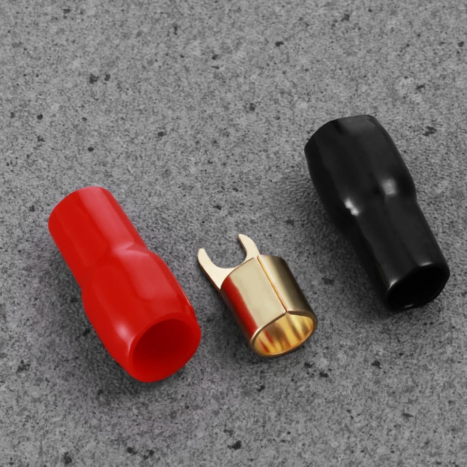 Spade Terminals Connectors: 10Pcs Spade Connector 4GA Gauge Strip Terminal Fork Adapters Connectors Plugs Crimp Barrier s for Speaker Wire Cable Terminal Plug(A0329) - Image 7