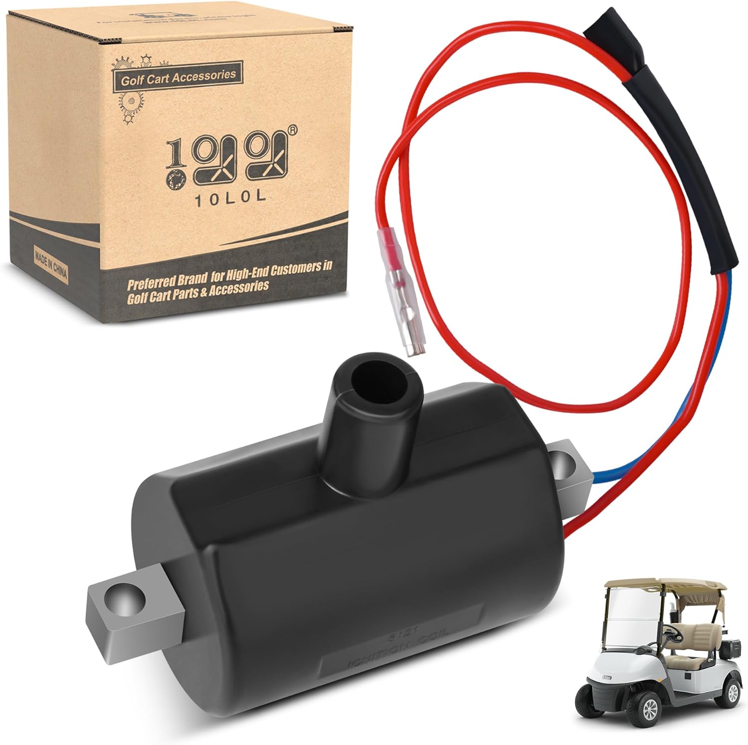 10L0L Golf Cart Ignition Coil for EZGO 2 Cycle Gas 1981-1994 Golf Cart, Replacement OEM# 23782-G1