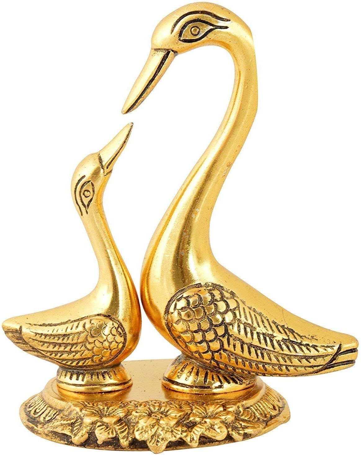 Hello Perfect Handicarafted Golden Showpiece Kissing Swan Pair Figurine Décor Home & Office/Decoration Item