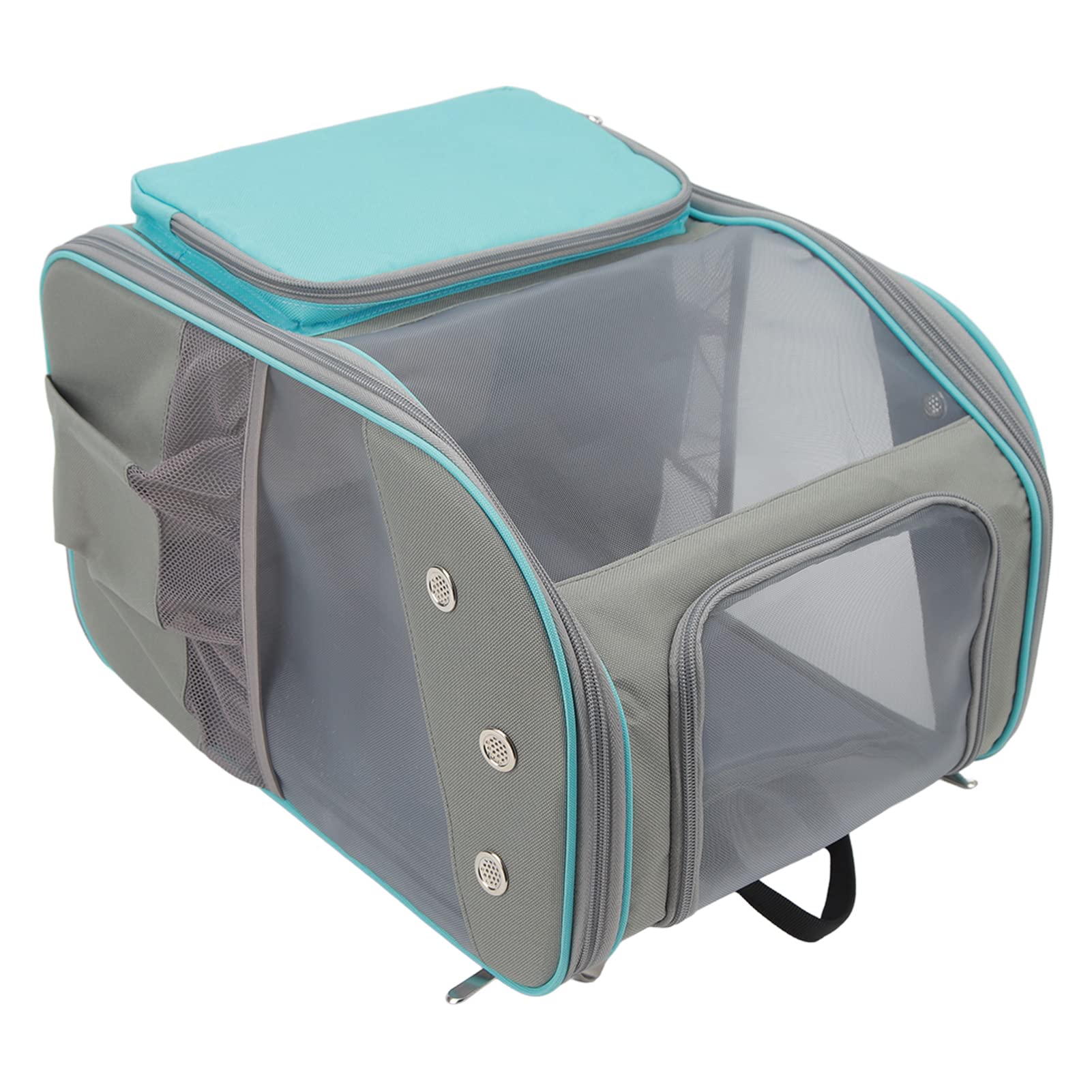 Mochila porta mascotas Mochila porta perros y gatos transpirable Mochila portátil para mascotas Bolsa para senderismo Viajes al aire Sostenga mascotas de hasta 16.5 libras Nylon (Azul)