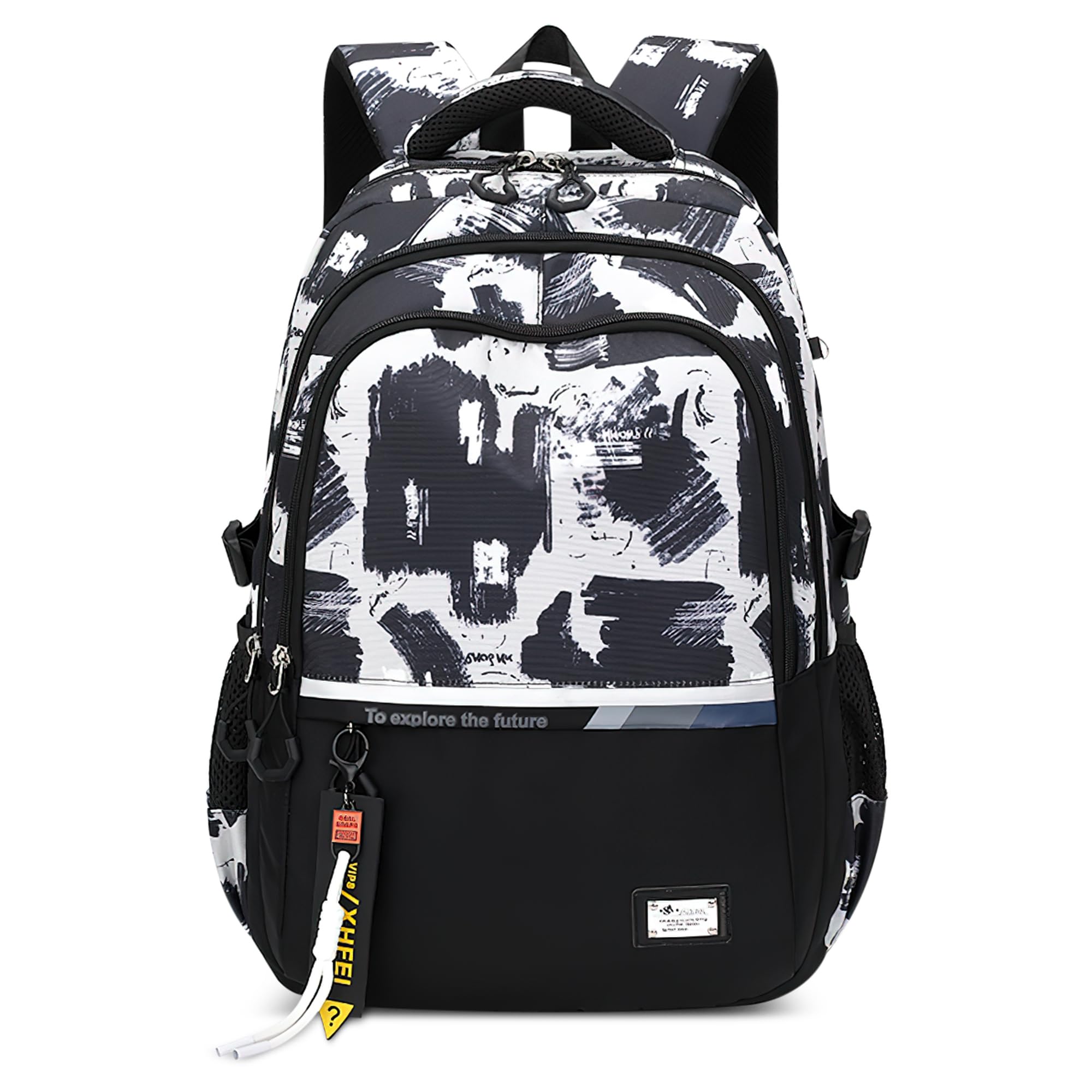 VARLIVOO Mochila Escolares Niños Casual Mochilas Estudiantes Ligera Mochila Portátil Hombre 15,6" Adolescentes Bolsa de Escuela Juveniles Bolsas Colegio Viaje Impermeable Poliéster Daypack Grafiti B