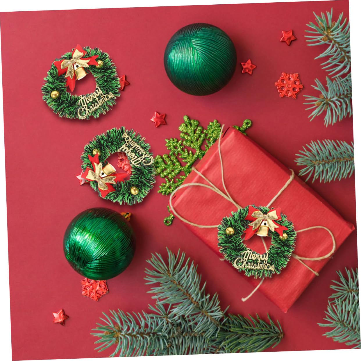 20piezas Mini Guirnalda Navideña Lazo Guirnalda Miniatura Artificial para Colgar Decoración de Invierno para Manualidades y DIY