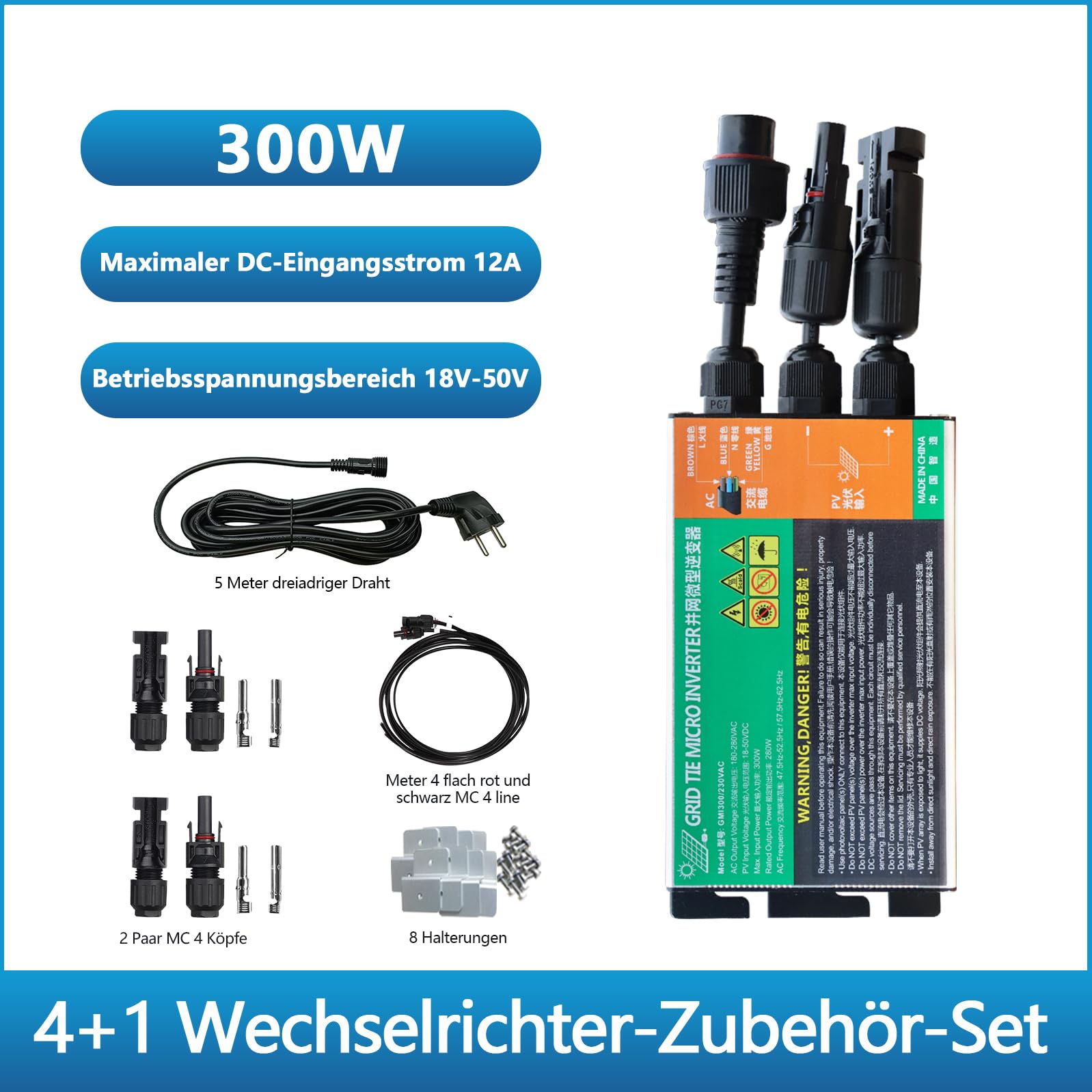 200 W Panel solar con 300 W Inversor, Kit solar independiente completo 220 V, Plug and Play