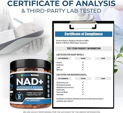 Miniatura 6 de Suplemento NAD+ de 13,510 mg, ribósido de nicotinamida, resveratrol, quercetina y bioperine (alta absorción), potenciador natural de NAD para