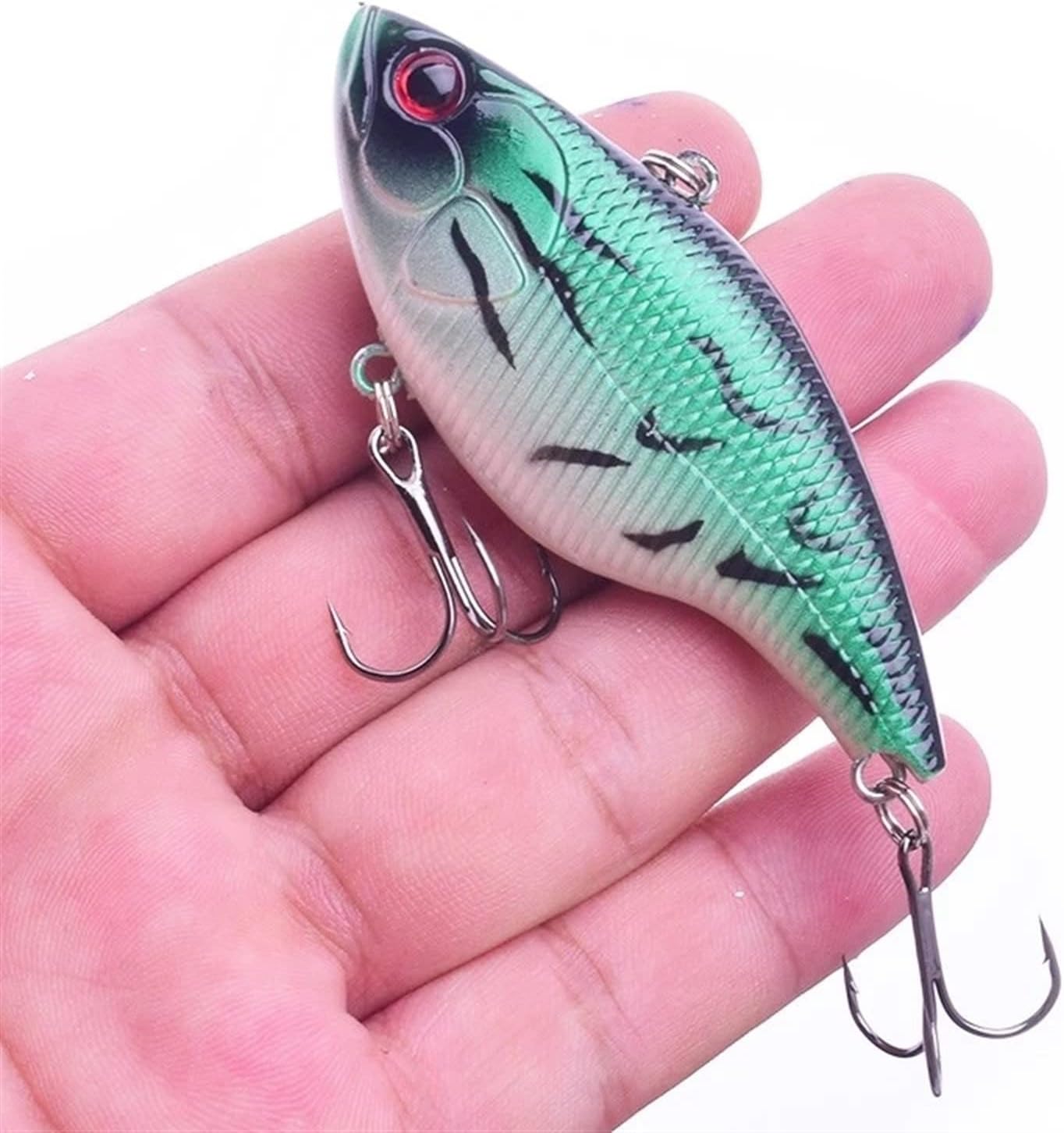 10Pcs 7.5cm 18g Vibration Fishing Lures with 6# Treble Hook Winter Sinking VIB Hard Bait Plastic Artificial Swimbaits Trolling Bass Pike Lures