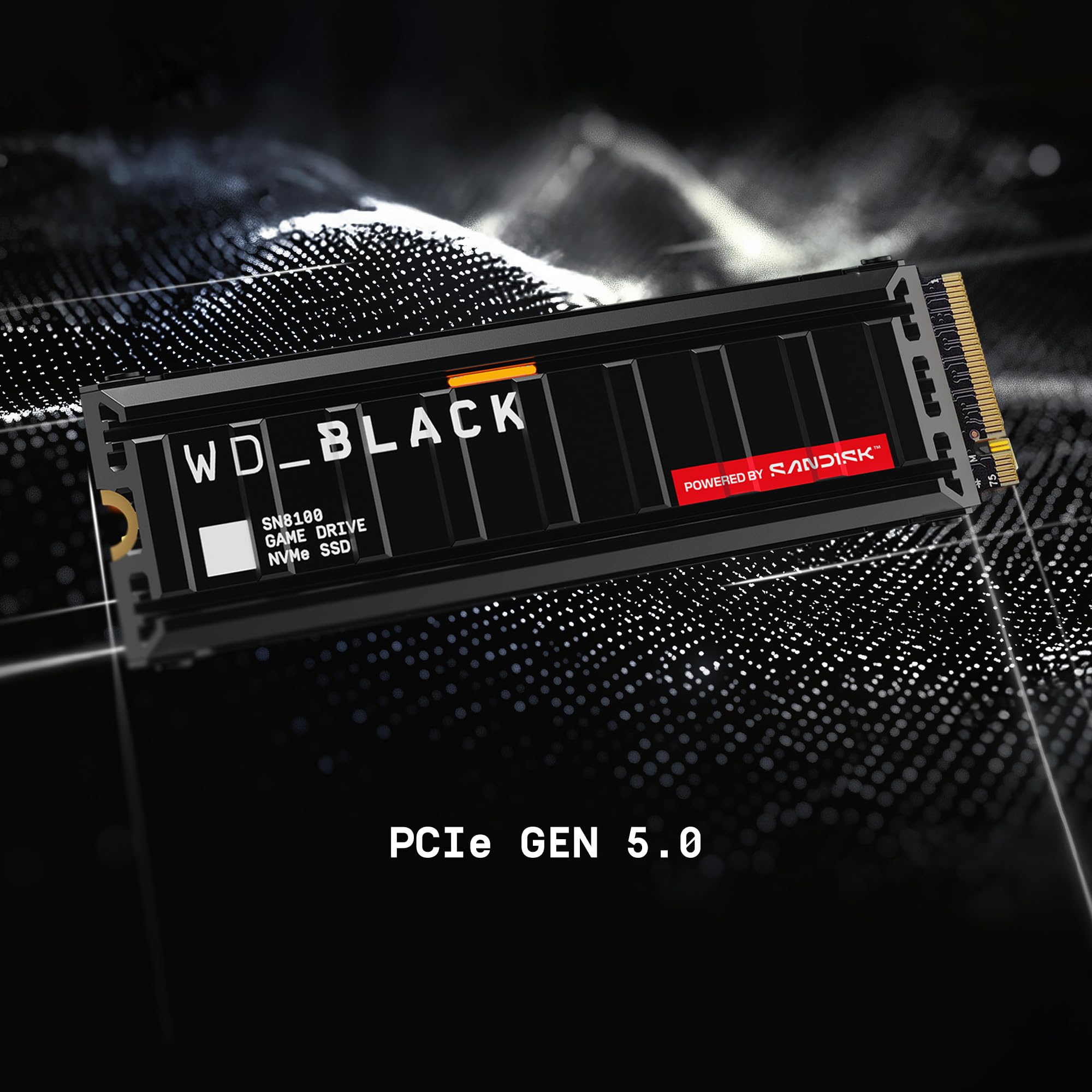 WD_BLACK SN8100 NVMe SSD PCIe Gen 5 1TB (Velocidades hasta 14900/11000 MB/s de lectura/escritura secuencial, Con disipador de Calor, M.2 2280, TLC 3D CBA NAND, eficiencia energética)POWERED BY SANDISK