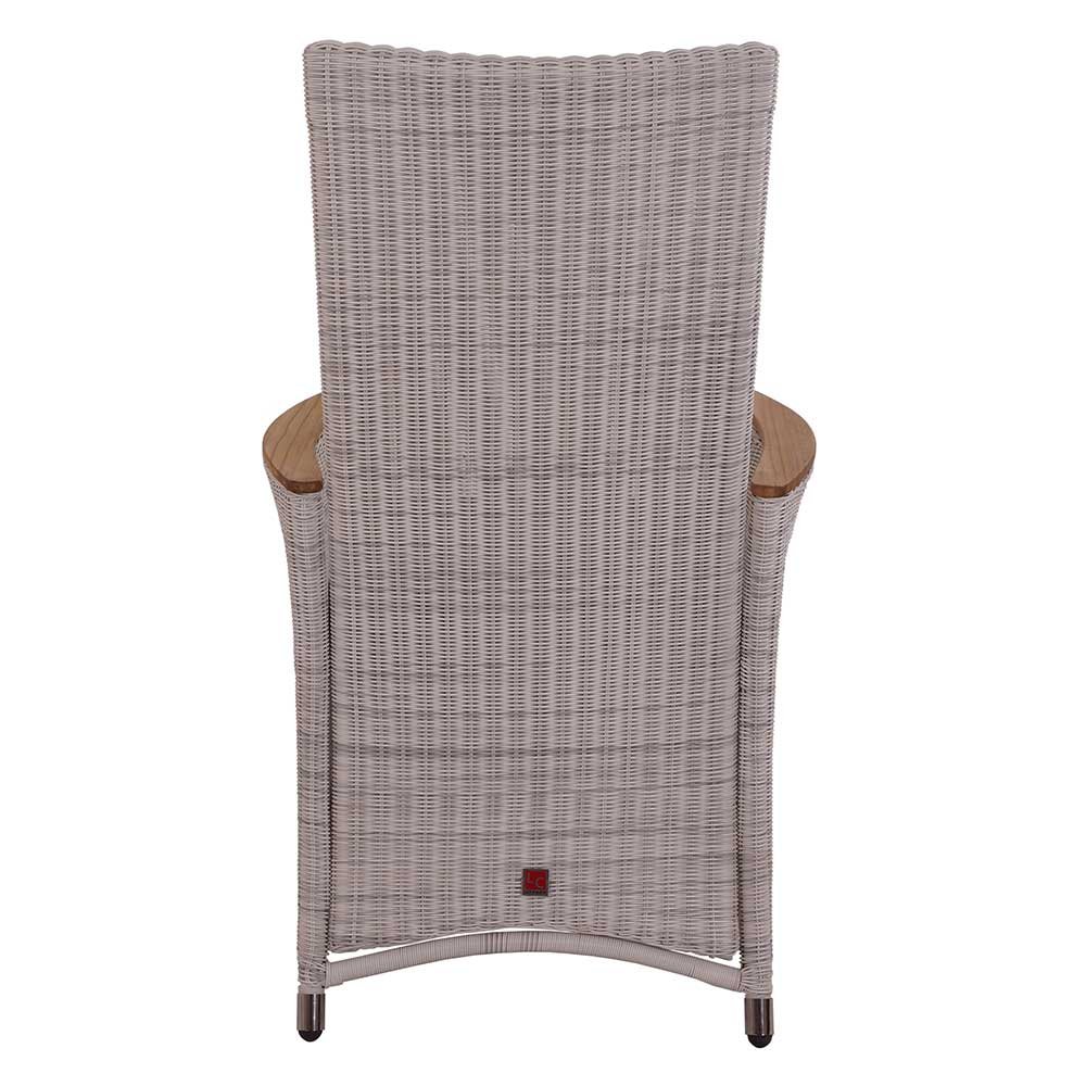 2er Set Positionsstuhl Chelsea in White Wash Geflecht Polyrattan Gartenstuhl Gartensessel