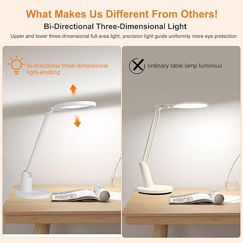 Miniatura 4 de Lámpara de escritorio LED para oficina en casa, lámpara de mesa regulable que cuida los ojos, lámpara portátil con temporizador de 3 velocidades y