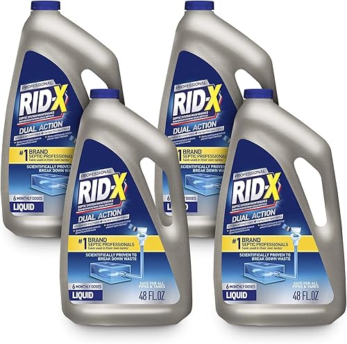 RID-X Tratamiento séptico profesional, suministro de líquido de 6 meses, 48 onzas líquidas (paquete de 4)