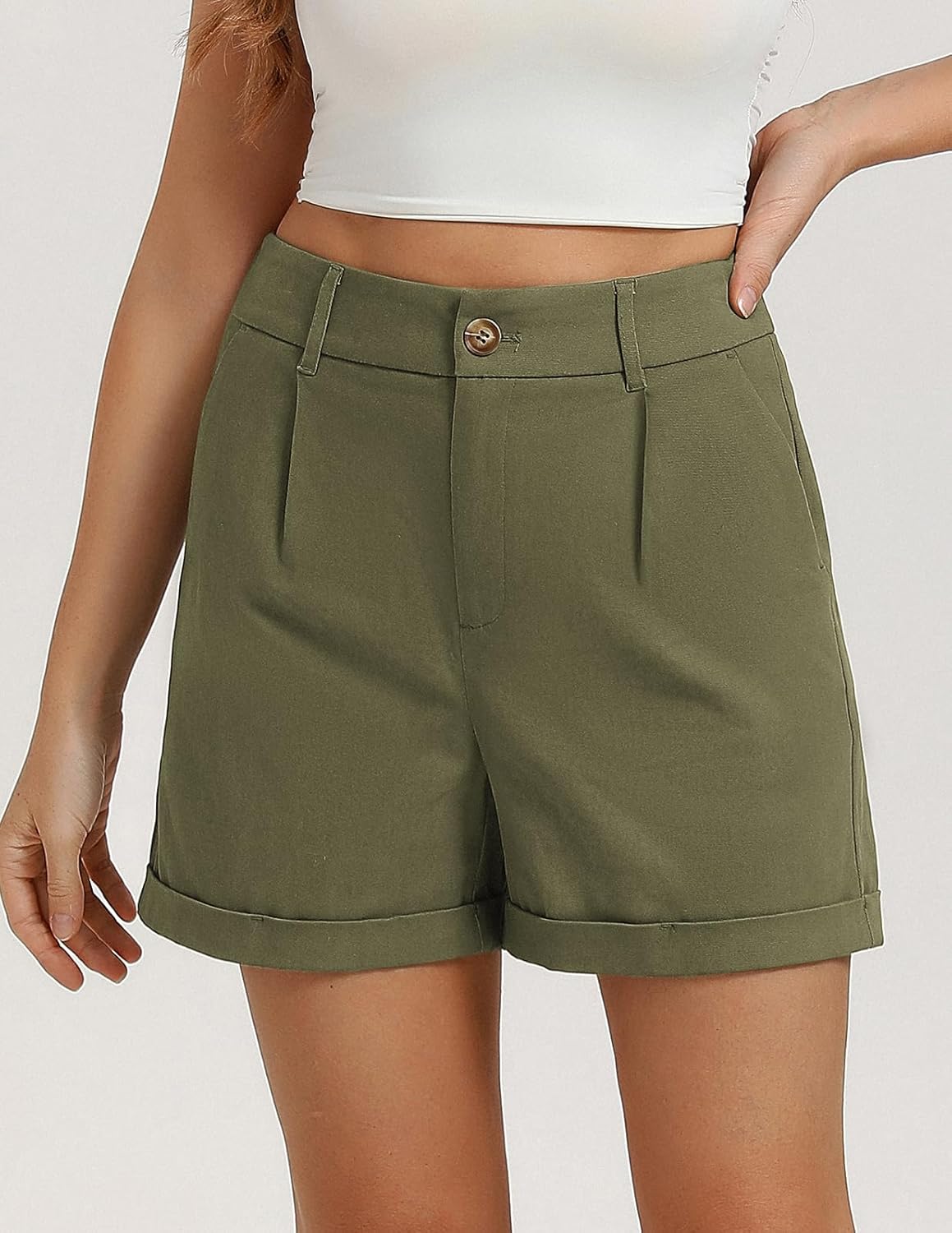 Belle Poque Women Dressy Shorts High Waisted Wide Leg Shorts with Pockets - Image 2