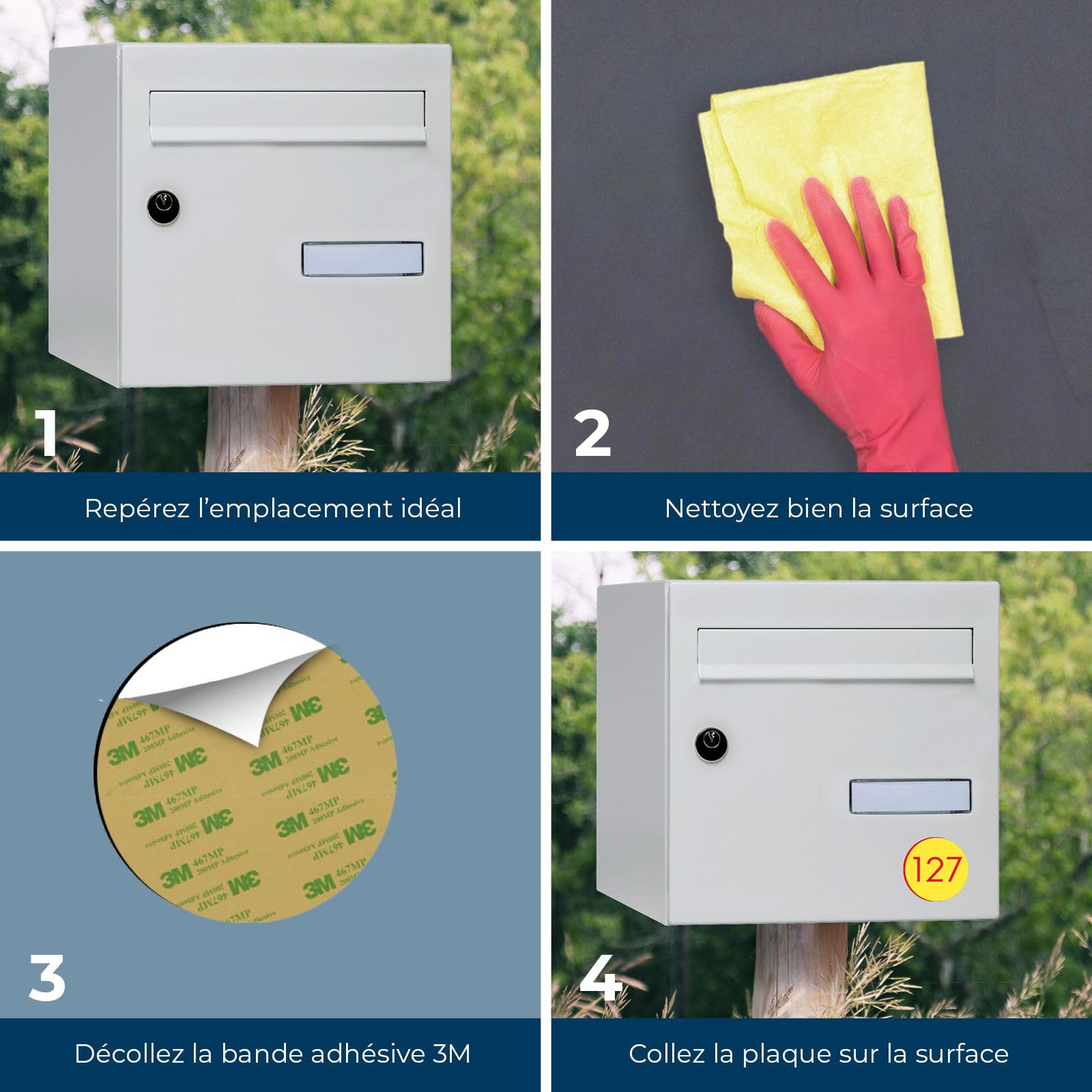 étiquette Boîte Aux Lettres Bleue Plaque Numéro De Boîte Aux Lettres -  Bleu, Dimensions 60 X 50 Mm - Fabriqué En France Plaque Email, image size:1600x1600