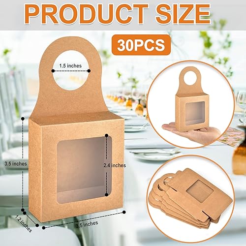 Miniatura 9 de Caja de 30 botellas de vino de papel kraft con ventana para colgar en la ventana, cajas de vino plegables, cajas de regalo, botellas de vino vacías