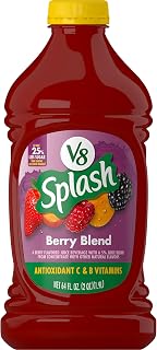 V8 Splash Berry Blend Flavored Juice Beverage, 64 oz Bottle - Berry Blast with Vitamin C & B Vitamins