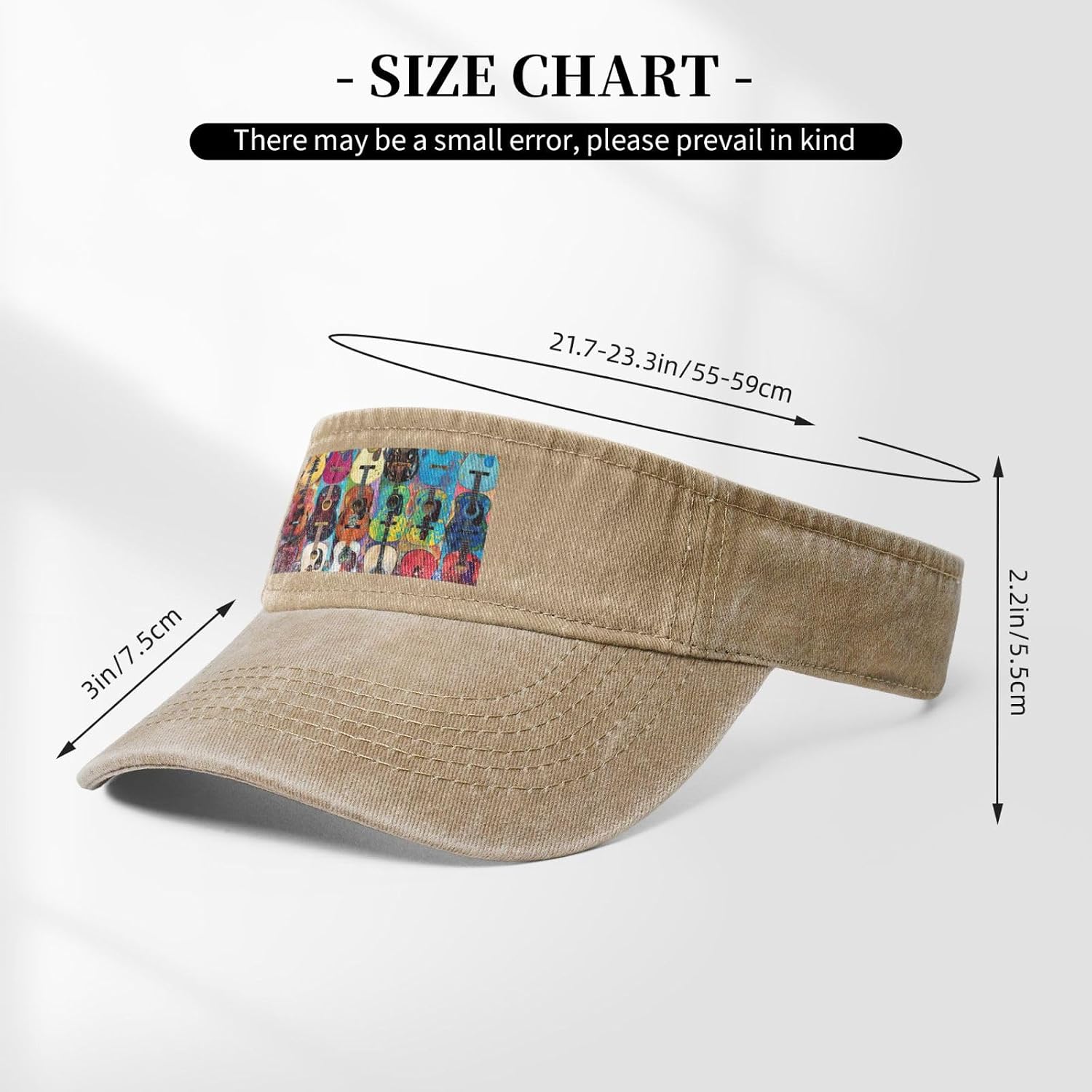 Color Acoustic and Guitars Print Sport Sun Visor Hats Cotton Ball Caps Empty Top Baseball Sun Cap for Men Women