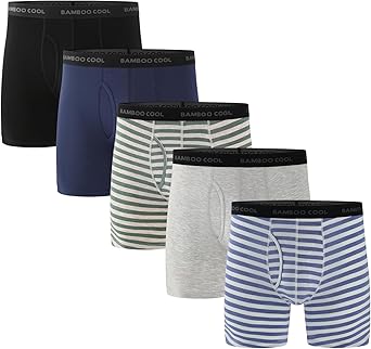 BAMBOO COOL Men's Underwear Boxer Briefs Pack Soft Breathable Long Underwear Boxer Briefs for Men