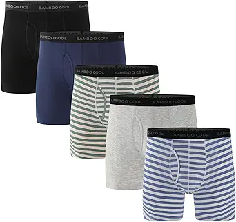 BAMBOO COOL Men's Underwear Boxer Briefs Pack Soft Breathable Long Underwear Boxer Briefs for Men