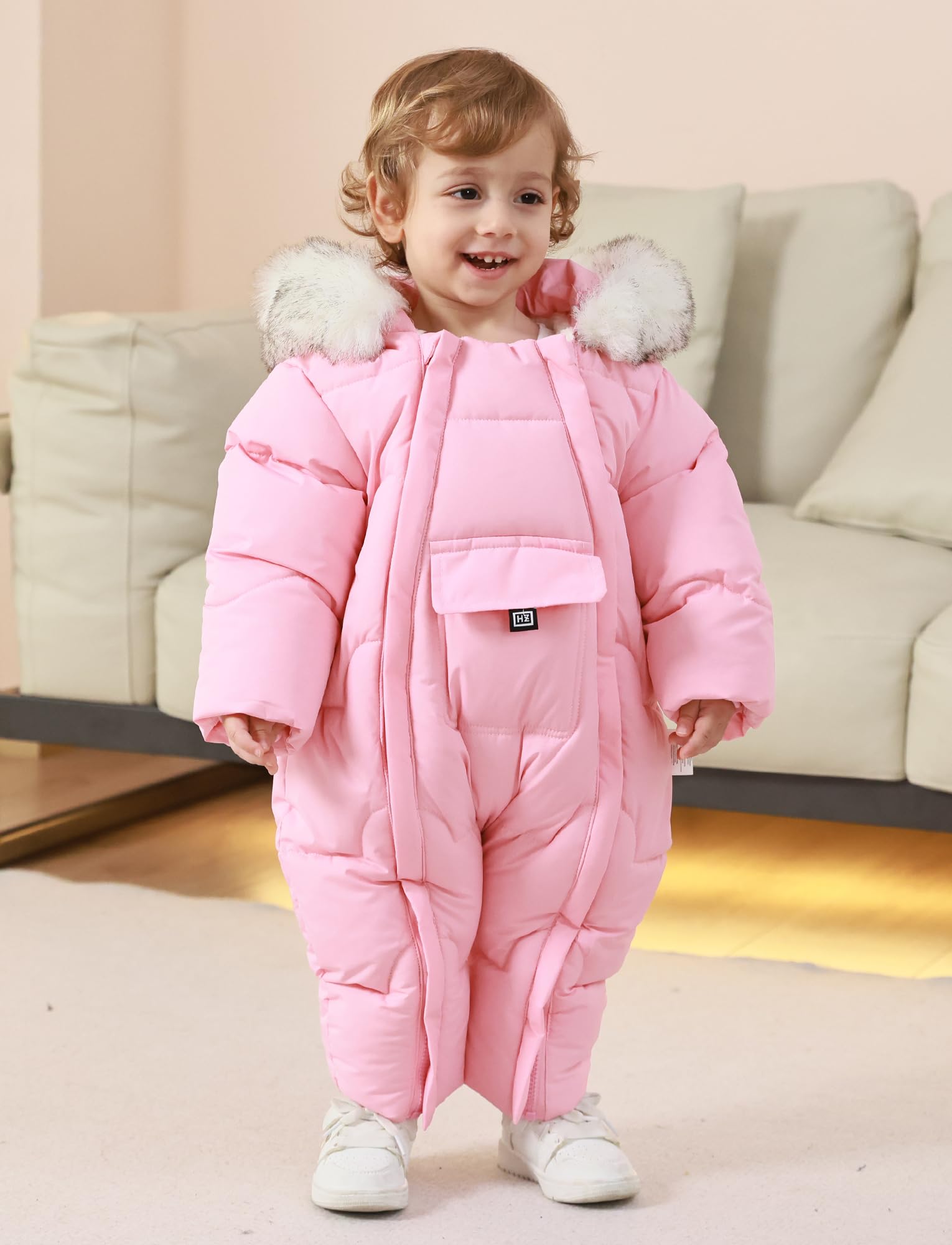 SEAUR Combinaison de Neige Bébé Doublée Barboteuse d'Hiver à Capuche Fermetures Éclair Nouveau-né Filles Garçons Tenues Chaudes 3 mois-3 ans