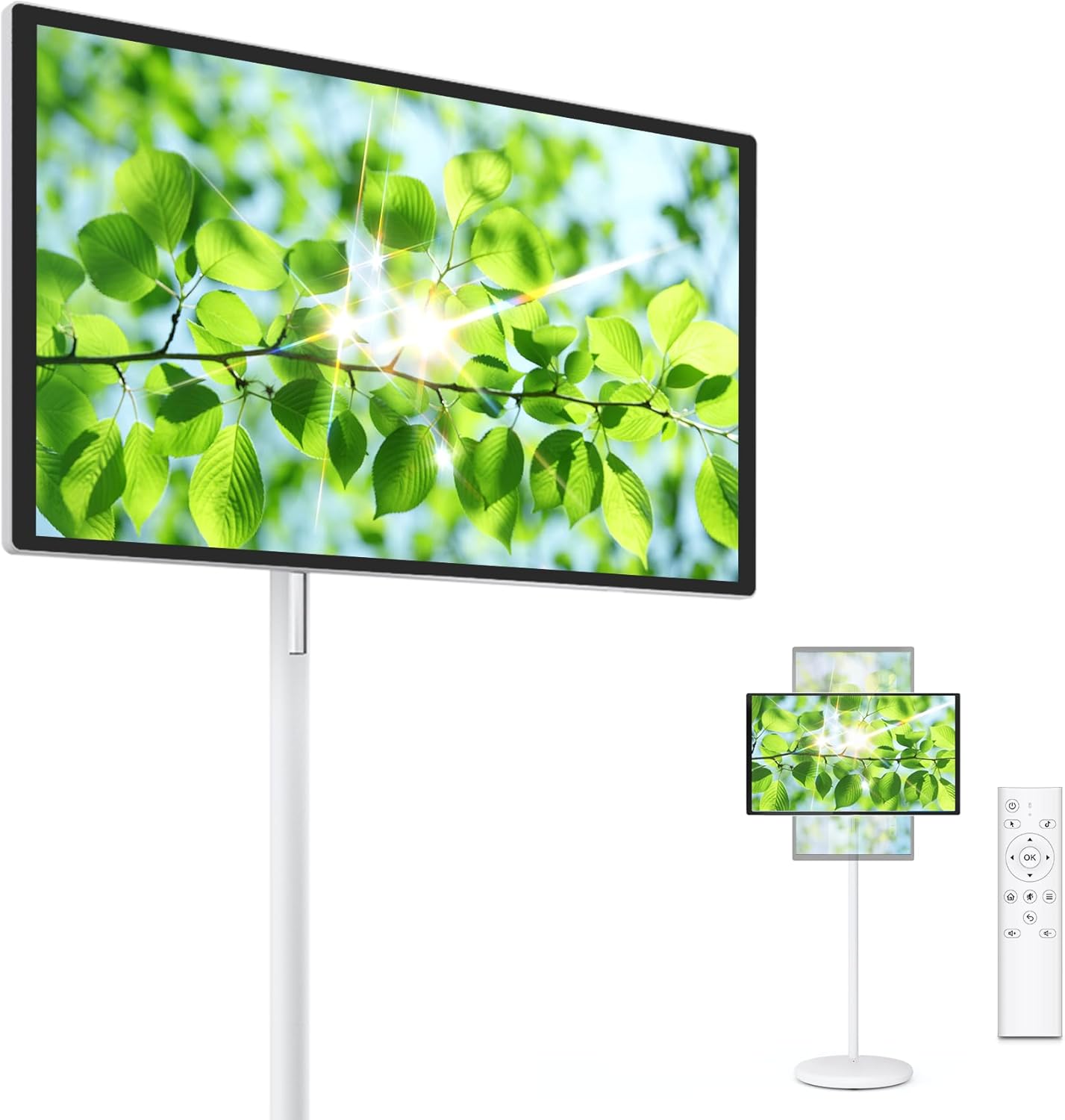 27″ Rolling TV, EDLA-Certified Portable TV, Android 13, 8 GB +128 GB, Built-in 20,000 mAh Battery, 14H Playtime, Wireless Casting,10-Point Touch Screen Monitor for Home, Office, Gym