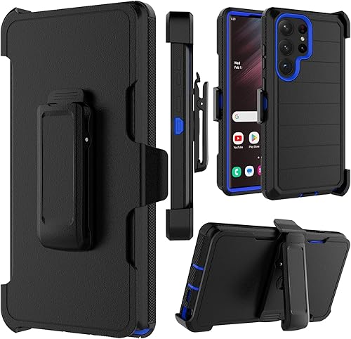 Takfox Funda para Galaxy S23 Ultra, funda para Samsung S23 Ultra con clip para cinturón, funda protectora resistente, a prueba de golpes, a prueba