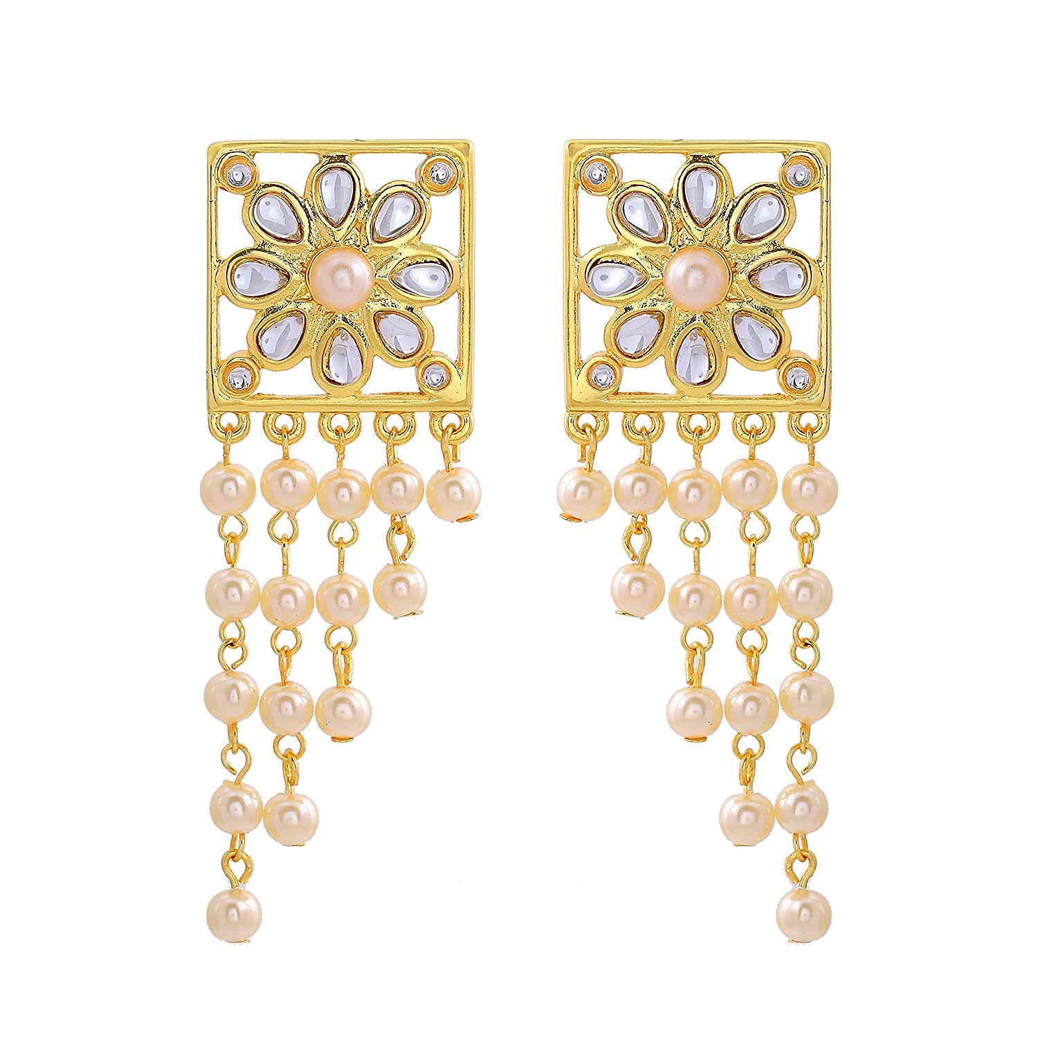 Gehena Kundan & Pearl Drop Traditional Earrings