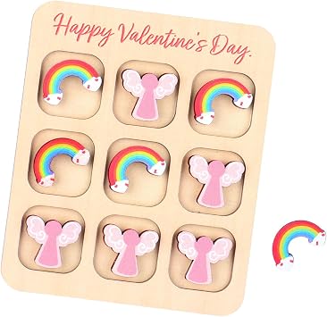 Funny Valentines Day Board Game Wooden Travel Games Valentines Party Supplies Valentine Classroom Exchange Cute Valentines Day Gifts for Son Daughter Students Style 2, Lovely