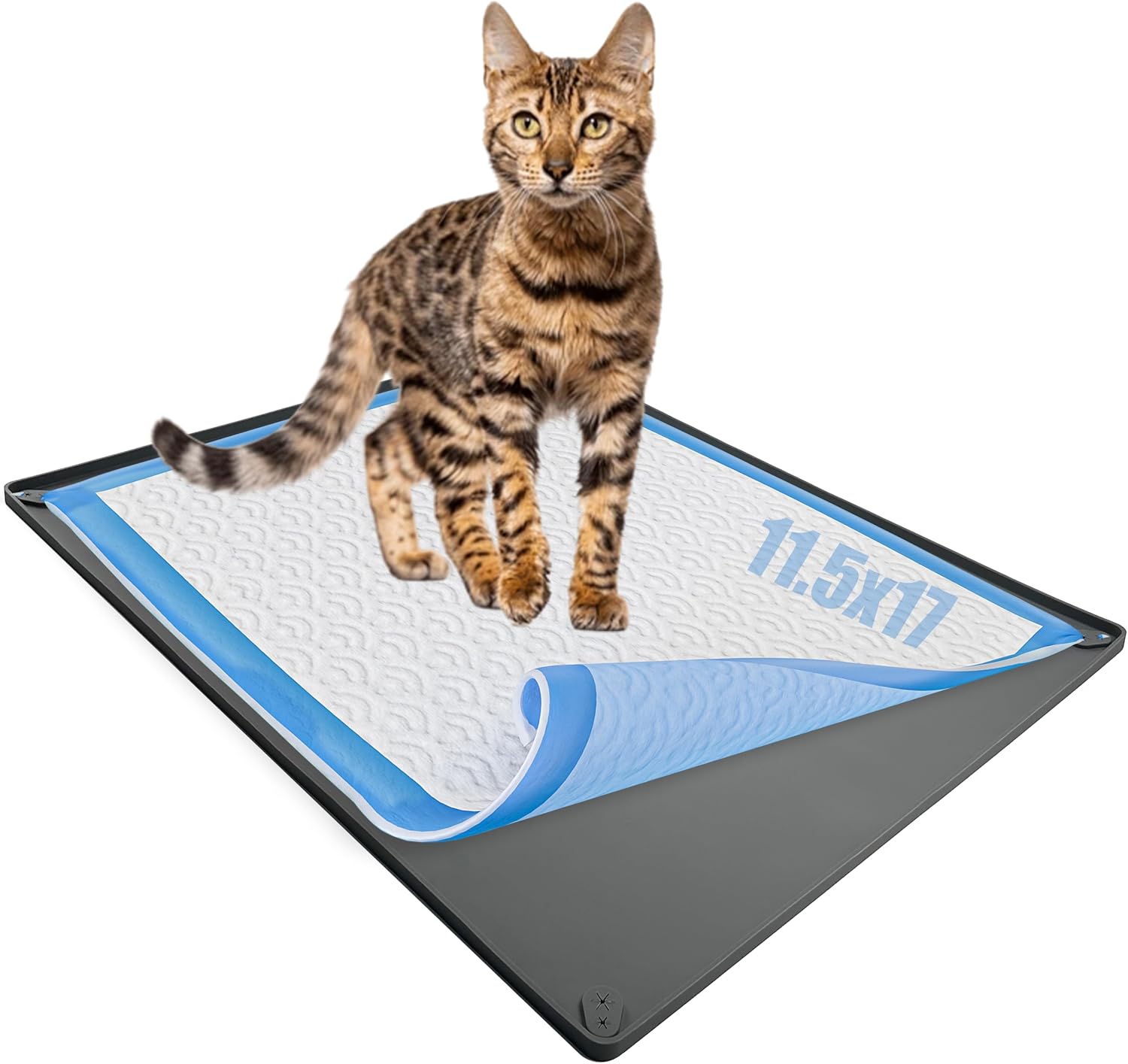 Skywin Cat Pad Holder Tray for 11.5 x 17 Inches Training Pads (Grey) Silicon No