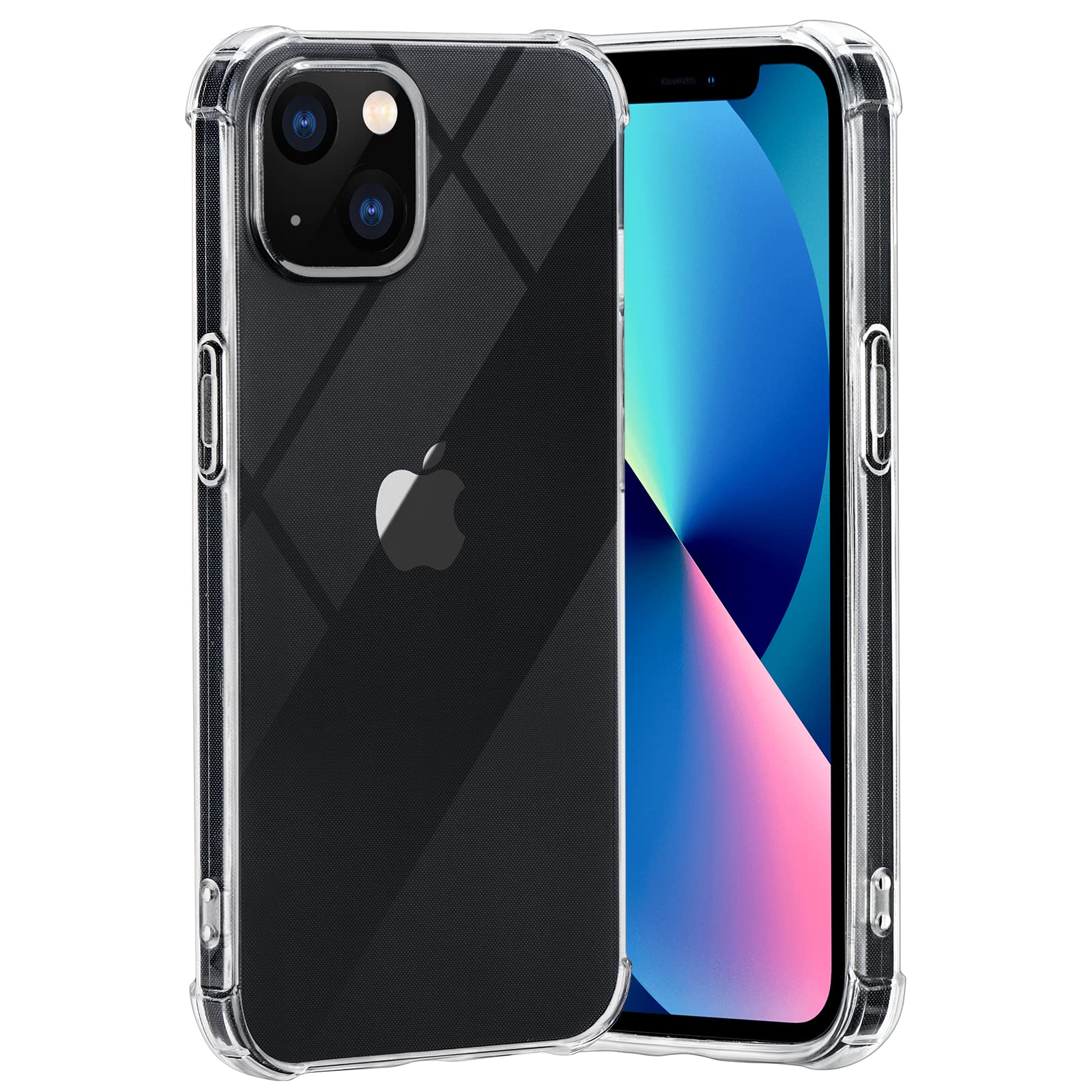 Casavello Case Compatible with iPhone 13 with 2 Tempered Glass Screen Protector, Shockproof Thin Soft TPU Case Compatible with iPhone 13 6.1 Inches
