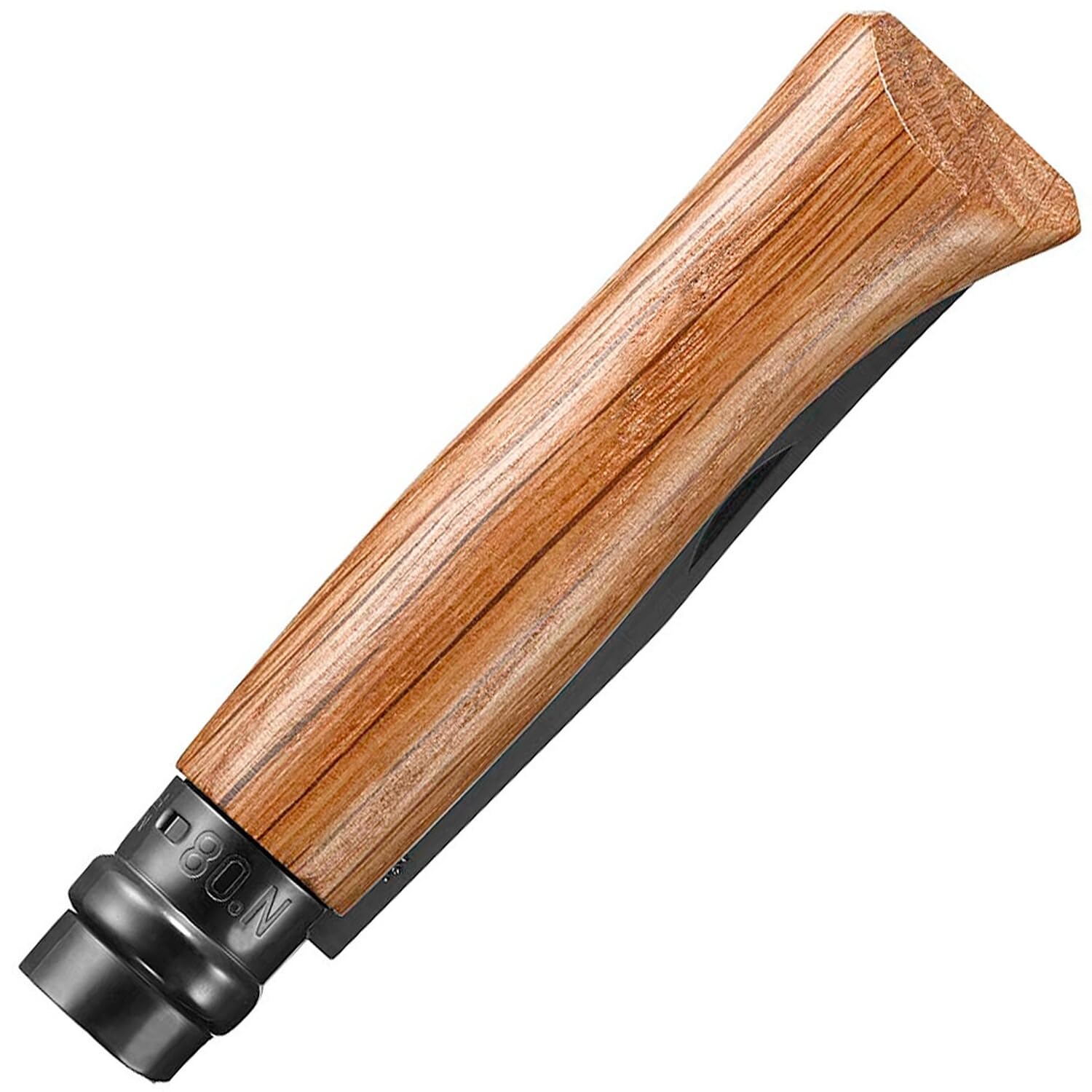 Opinel - N°08 Couteau Pliant - Lame Inox Finition Noire - Manche Chêne - Coupe Parfaite, Entretien Facile - Bague de Sécurité Virobloc - Fabrication France