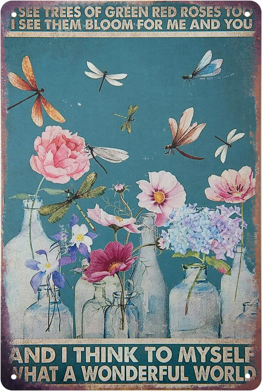 ERLOOD Metal Tin Retro Sign Vintage Home Decor Flowers Art