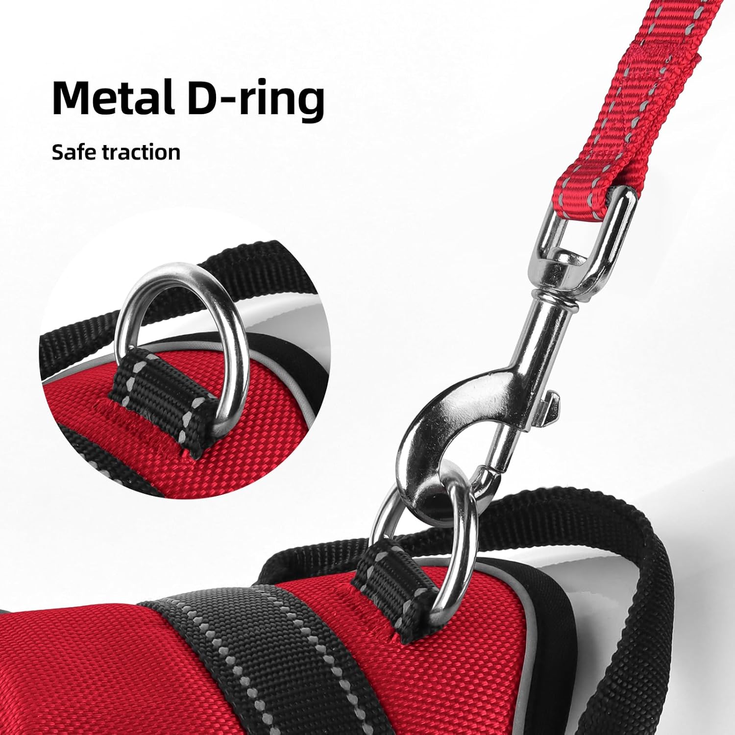 Dog Harness No Pull Dog Harness with 2 D-Ring,Adjustable Reflective Soft Padded Dog Vest Oxford Vest and Handle for Large Dogs Red,L