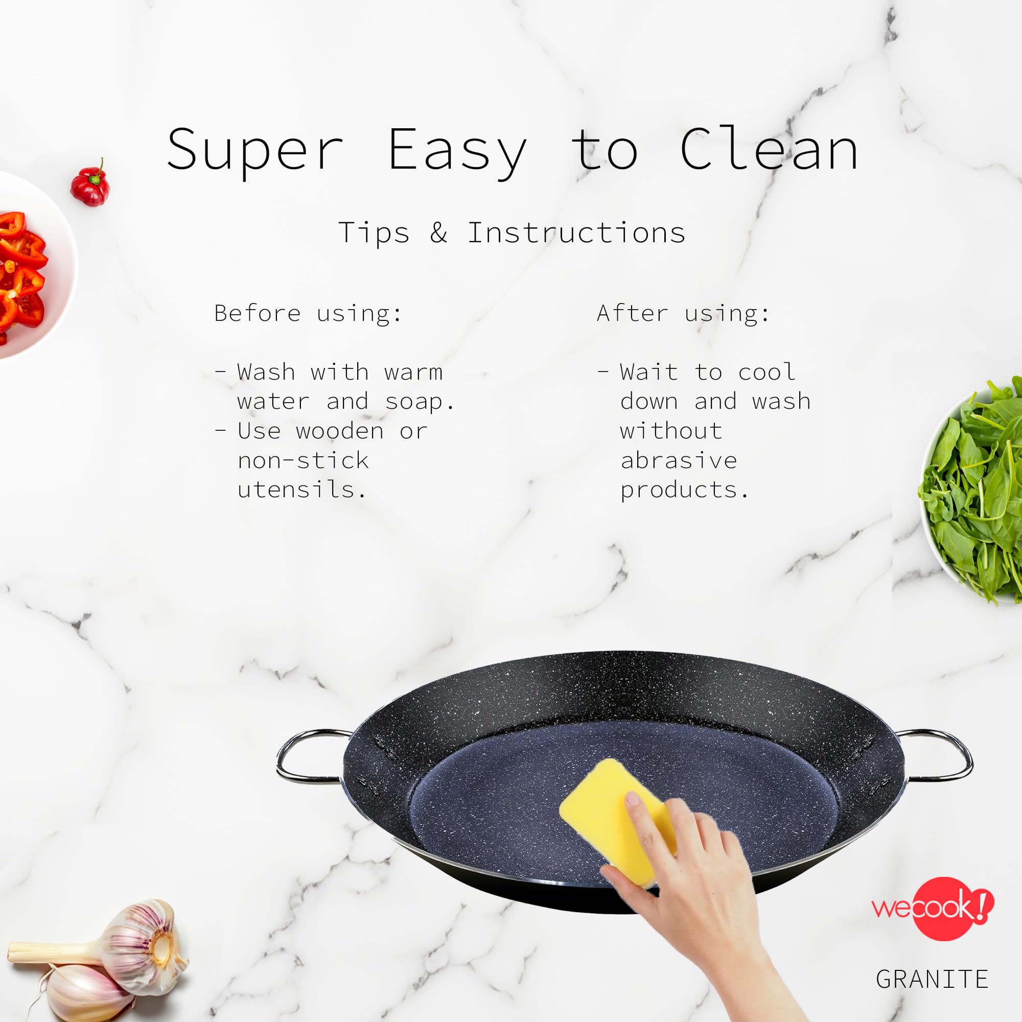 WECOOK! Poêle à paella induction 46 cm 12 portions Aluminium pressé Antiadhésif sans PFOA 3 mm