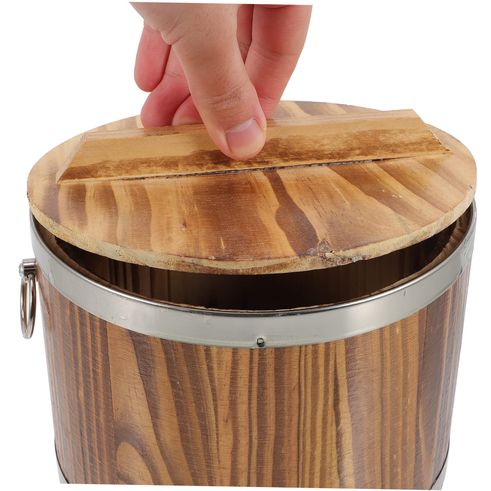 ABOOFAN Contenitore Secchio Compatto e Salvaspazio in Legno Coperchio per Riso al Vapore per Sushi e Cucina Domestica