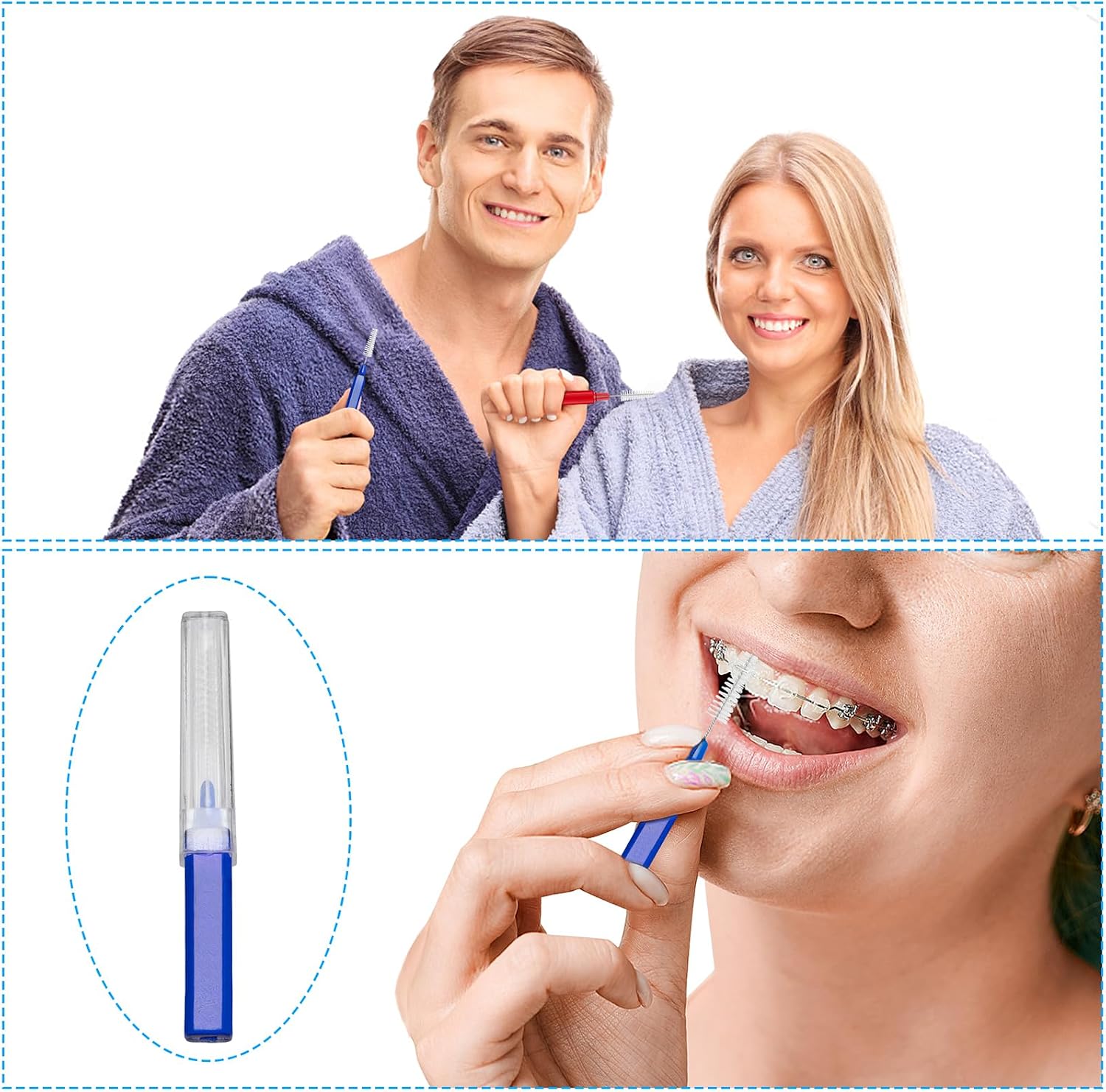 B Rush Interdental Advanced Brush for Braces, Oral Teeth Cleaning, Dental Disposable Soft Flossing Brushpicks Removes Plaque, Tapered Head Reach Both Small Tight Gaps and Wide Spaces (200 Pcs)