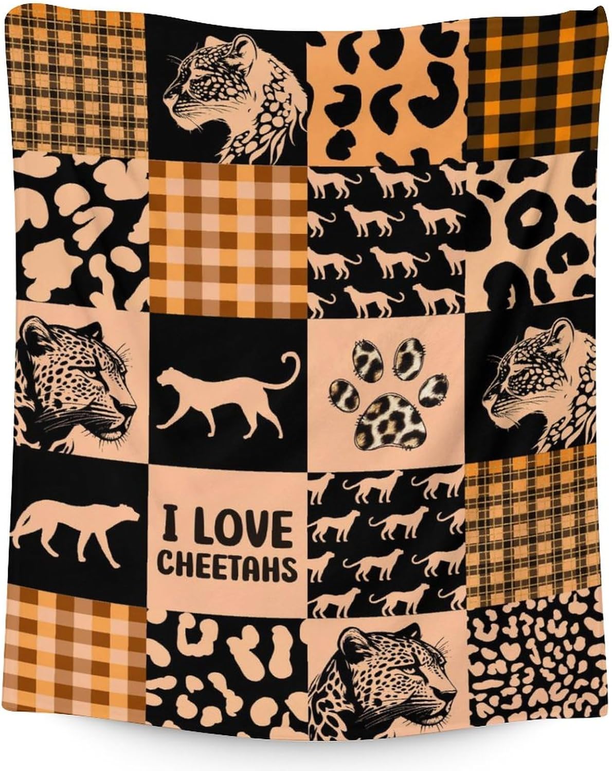 Custom Cheetah Blankets with Name - Soft Warm Leopard Blanket Throw for Kids & Adults - 50"x60" Flannel Blankets for Bed, Couch, Sofa - White Cute Blanket Gifts