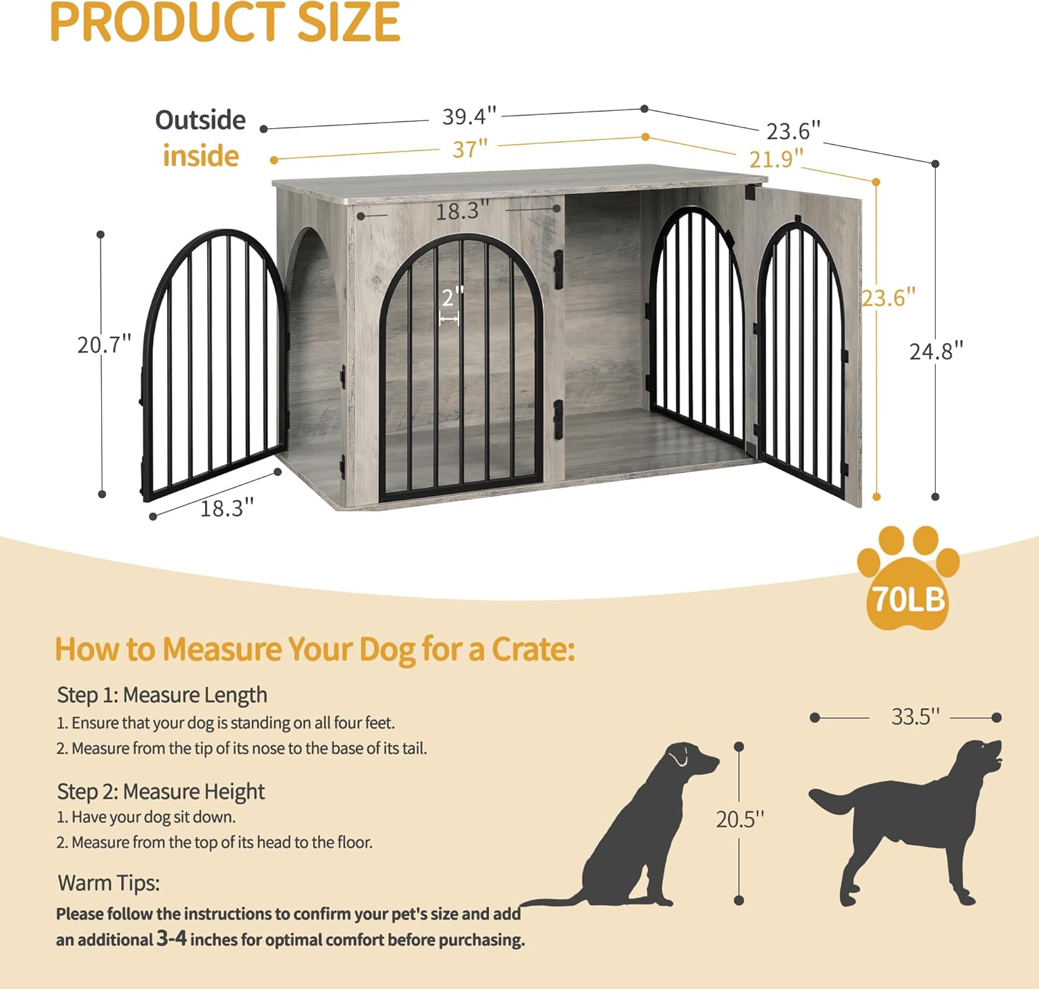 Stylish & Sturdy: The 39.4" Wooden Dog Crate That Doubles as Chic Furniture