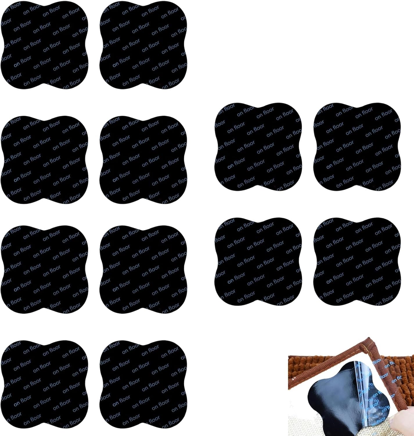 12 Pcs Rug Gripper Carpet Rug to Carpet Grippers for Rugs on Top of