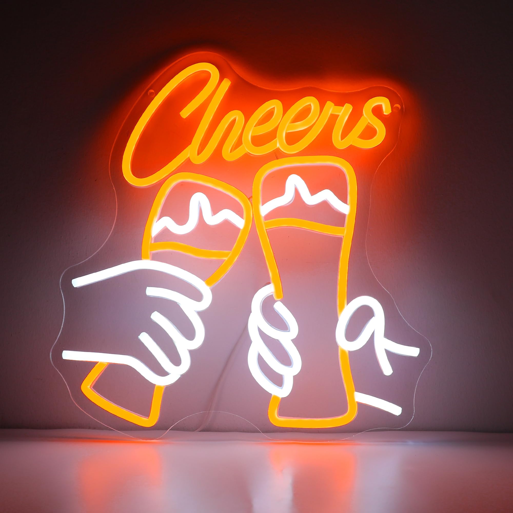 WIOSOUL Cocktail Neon Sign LED Cheers Neon Light Sign White&Yellow Neon Signs USB Neon Lights for Home Bar, Man Cave, Cocktail Party, Weddings, Club — image 1