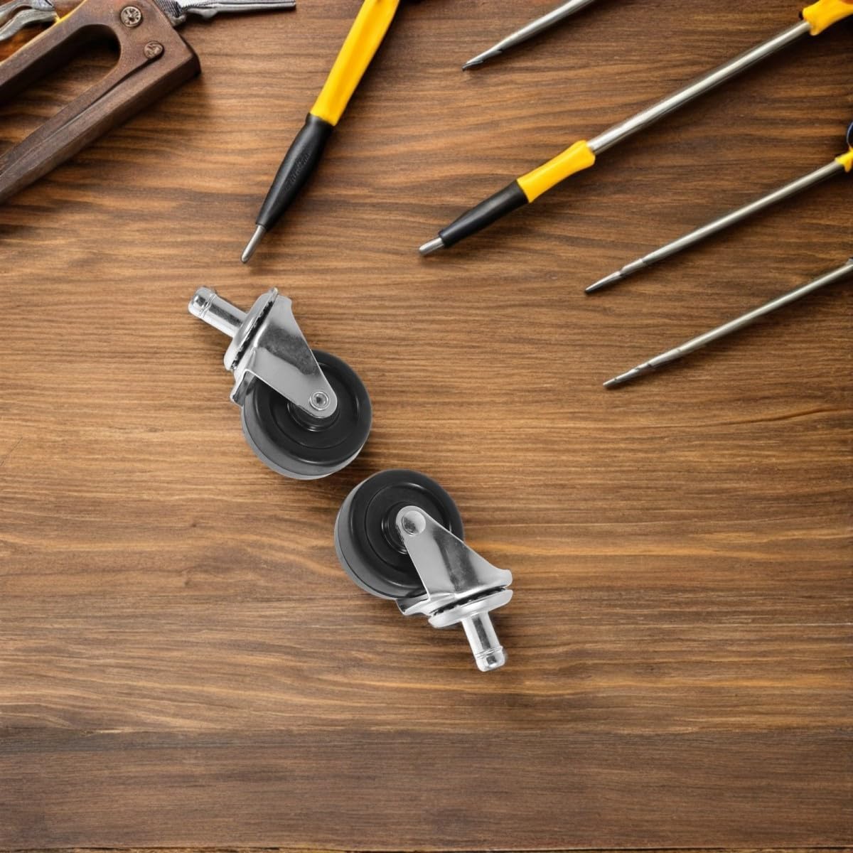 NUOBESTY 4pcs Vacuum Cleaner Wheels Replacement Kit with 2 Inch Plastic Swivel Casters and 11mm Diameter Rod, Stable and Robust Support for Household Appliances and Bedroom Floor Protection
