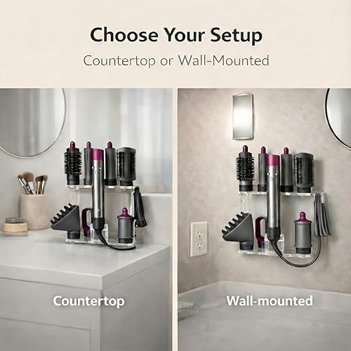 Miniatura 7 de Dyson Airwrap - Soporte de aire de Chorten Nyima, organizador Dyson Airwrap con 8 ranuras, soporte acrílico transparente para secador de pelo de
