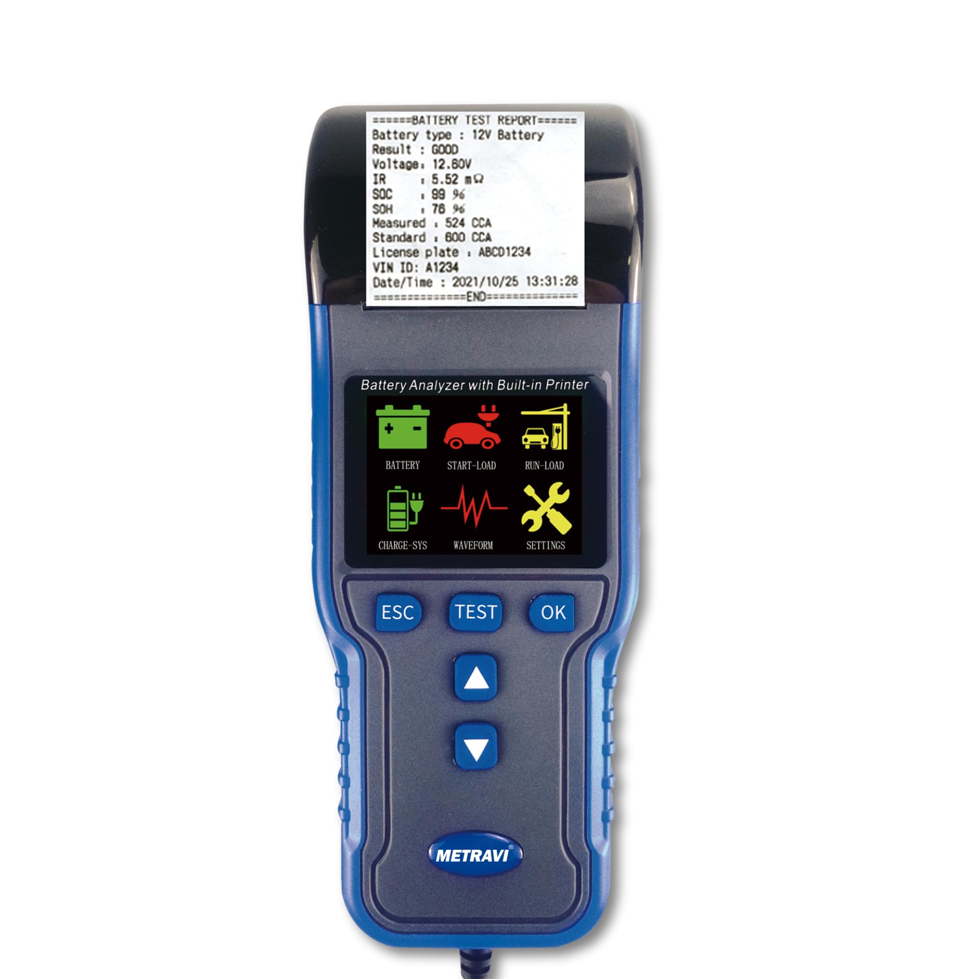 Metravi BT-900 Battery Analyser with Built-in Printer to test Battery Voltage, Battery Capacity, Cold Start Current, Internal Resistance, State of Health & State of Charge-image-15