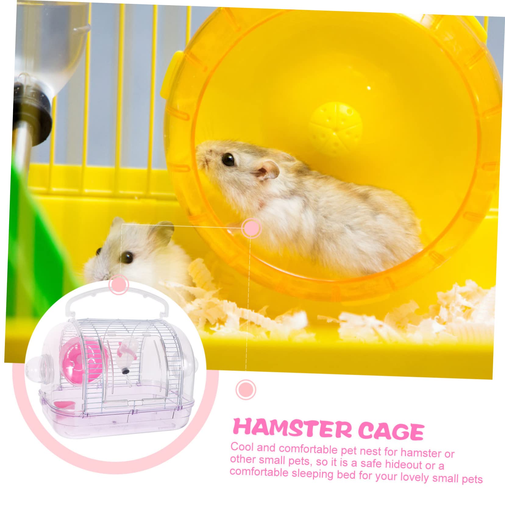 Abaodam Transportkäfig Tragbar und Leicht zu Reinigen Meerschweinchen aus Eisen und Kunststoff Rosa für Kleine Haustiere Unterwegs