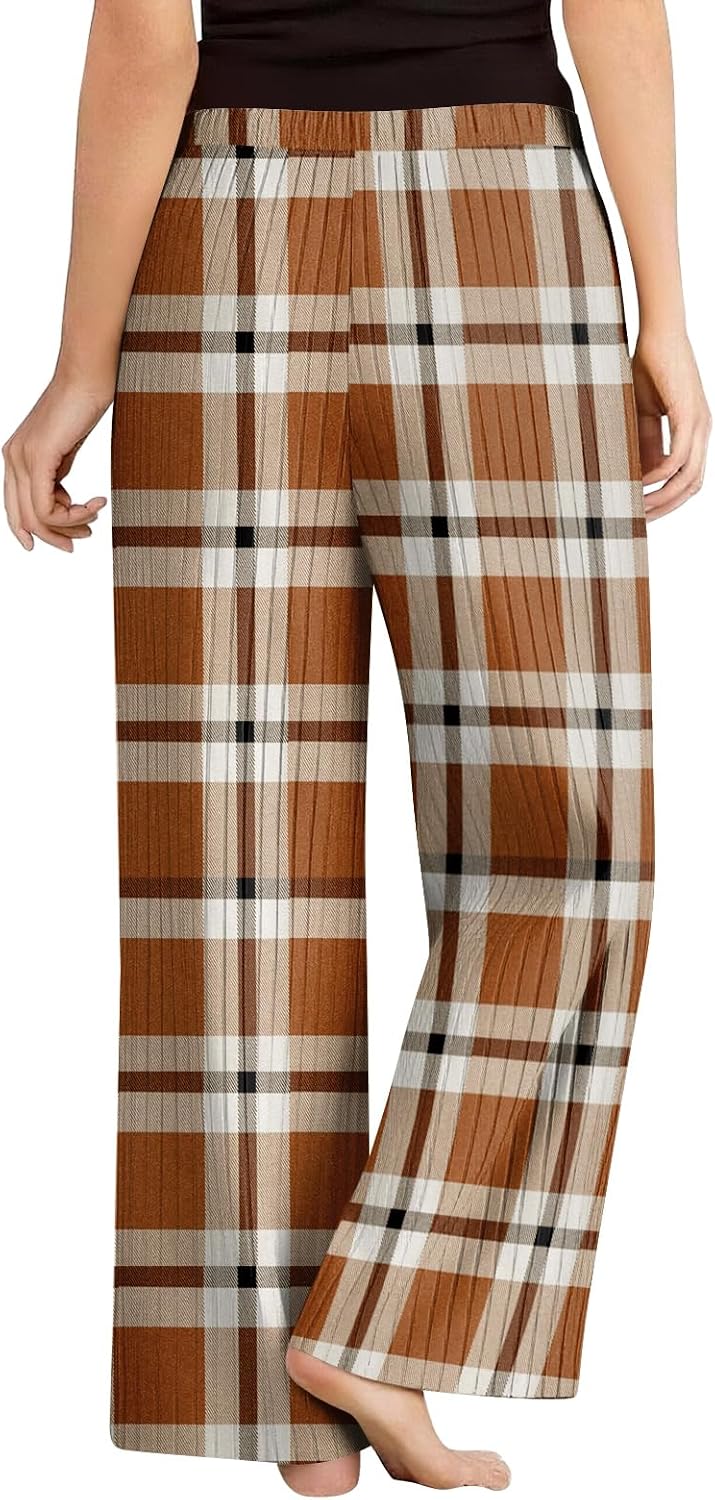 FQZWONG Womens Christmas Pajama Pants Cute Print Drawstring Pj Pants Casual Sleepwear Loose Wide Leg Bottom with Pockets