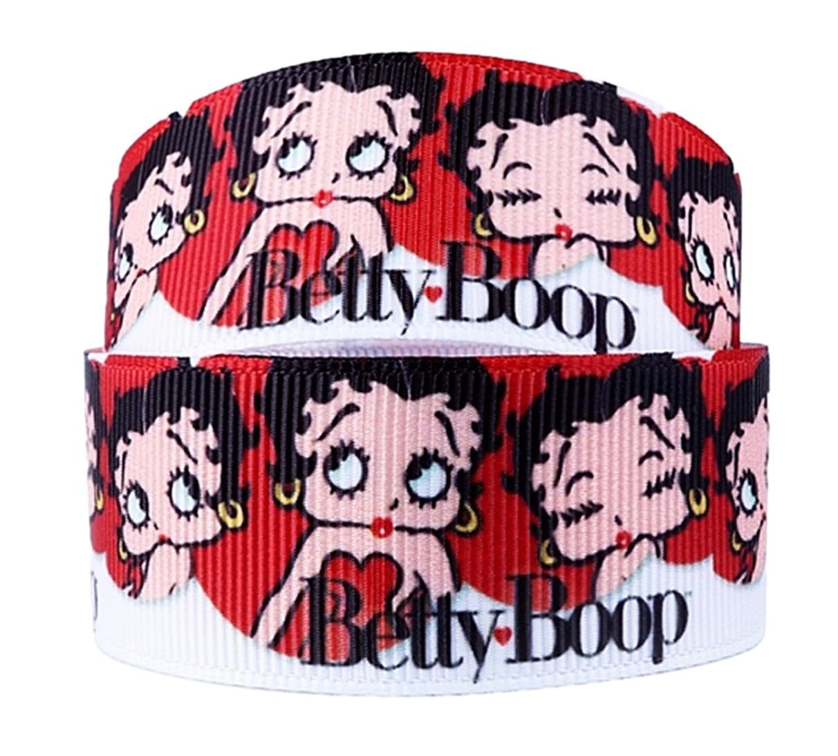 TCB Creations 1" Wide Betty Cartoon Boop Faces Repeat Ribbon, 10 Yards, Polyester, Birthday, Christmas, Halloween
