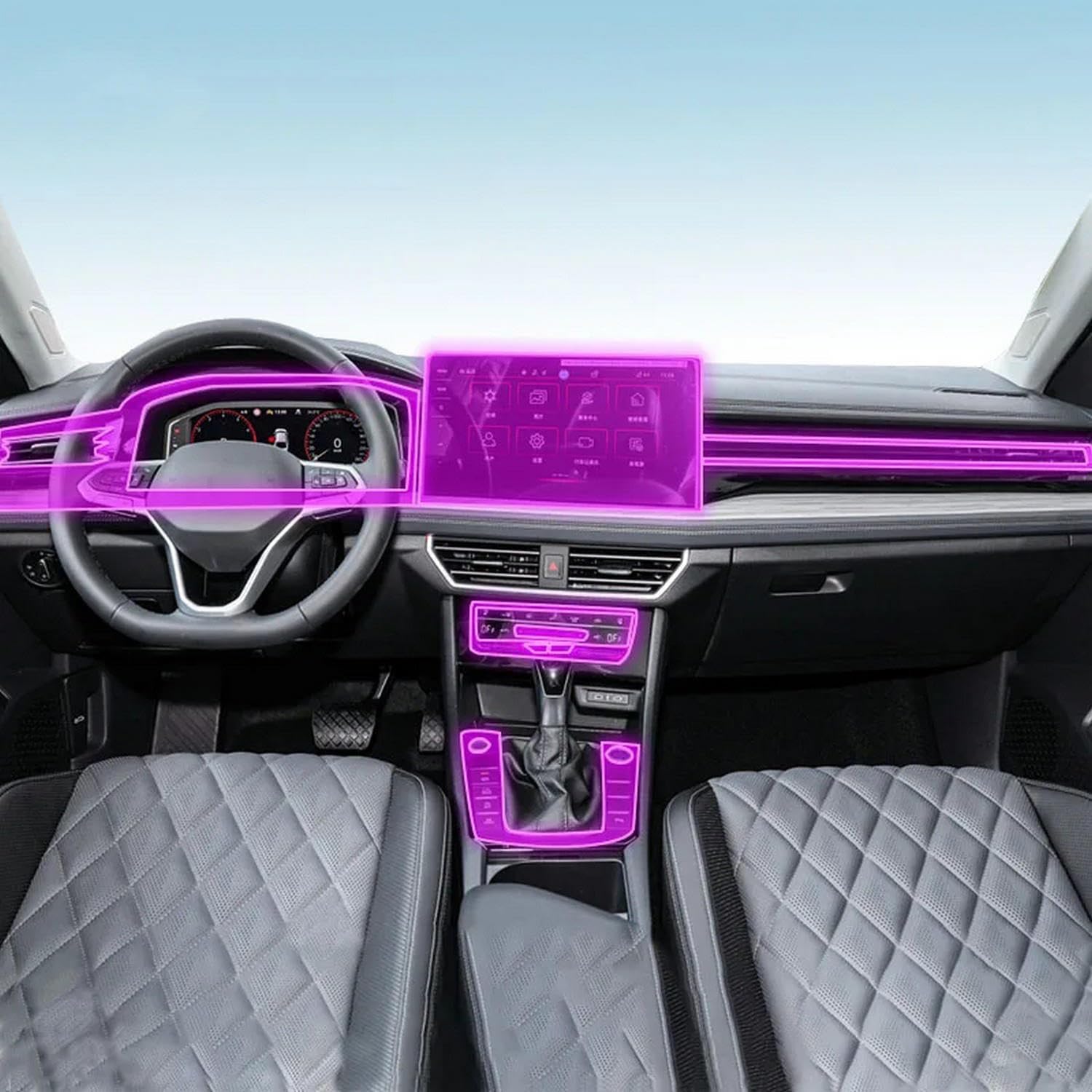 NBHB Car Interior Center Console Transparent TPU Protective Film Anti-Scratch Repair Film PPF，for Volkswagen Sagitar 2023