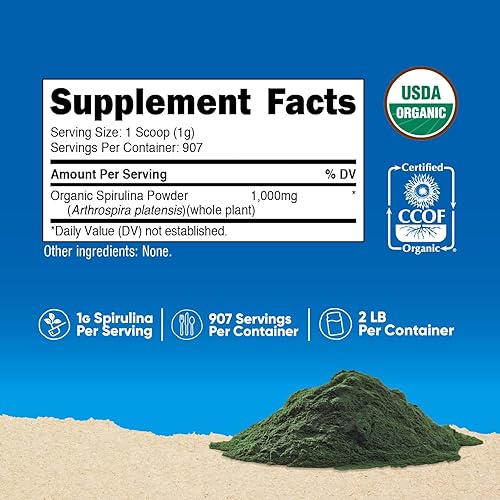 Miniatura 7 de Nutricost Spirulina - Polvo de Espirulina Pure de alta calidad 8000 mg por porción No Model 1