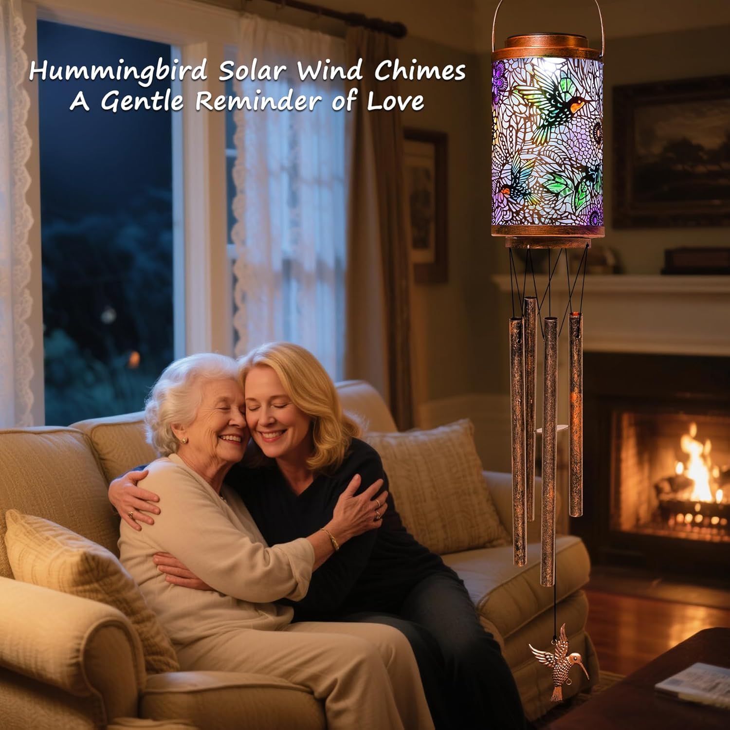 Hummingbird Solar Wind Chimes for Outside, Solar Lanterns Gifts Outdoor Waterproof Garden Lights for Balcony, Porch, Backyard, Birthday Gifts for Mom Grandma Wife (1Pack) - Image 8