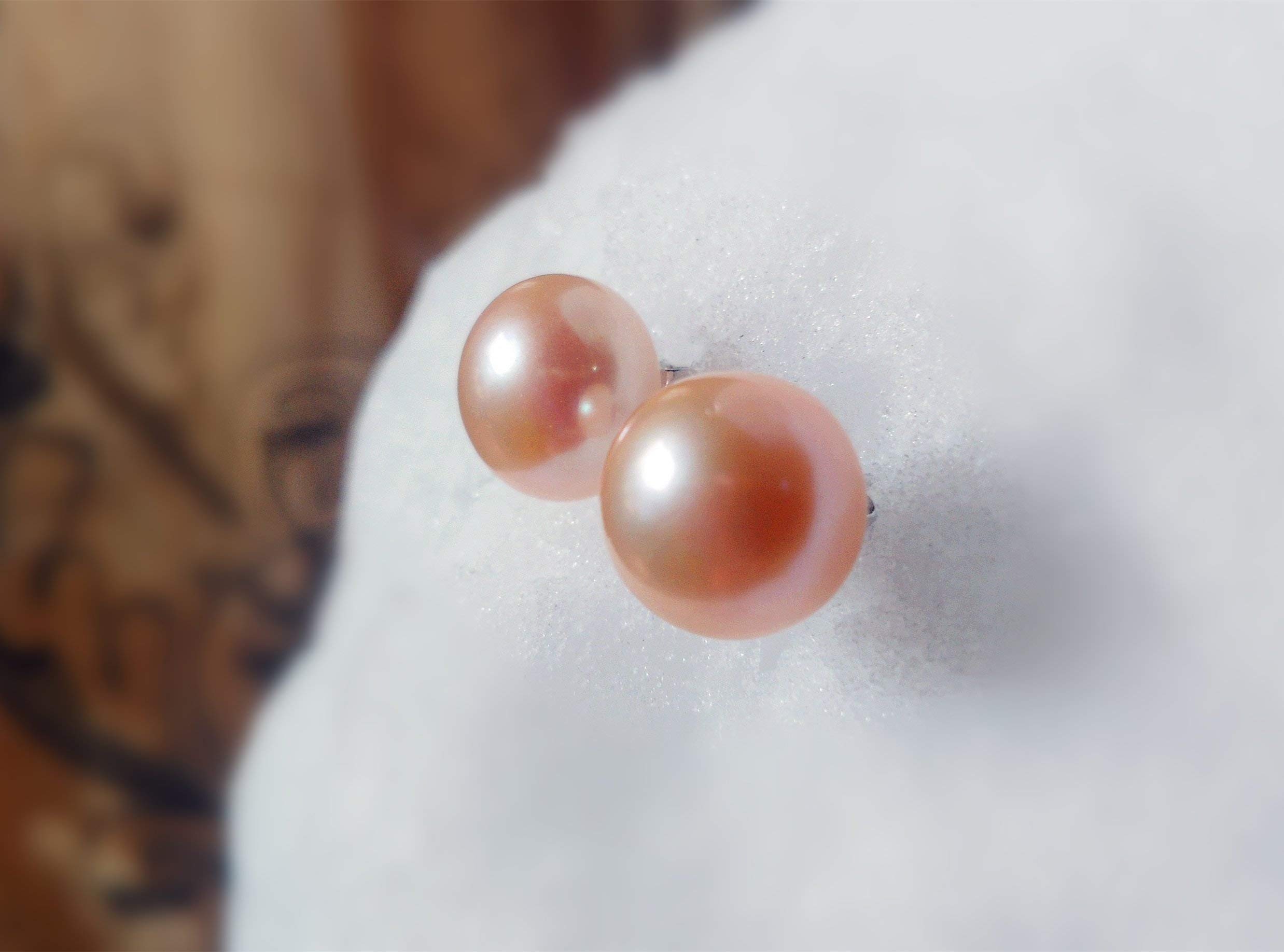 Colecciones Clásicas Eternas Hecho A Mano 12-13mm Pendientes de Perlas de Agua Dulce Super Grande en Plata de Ley