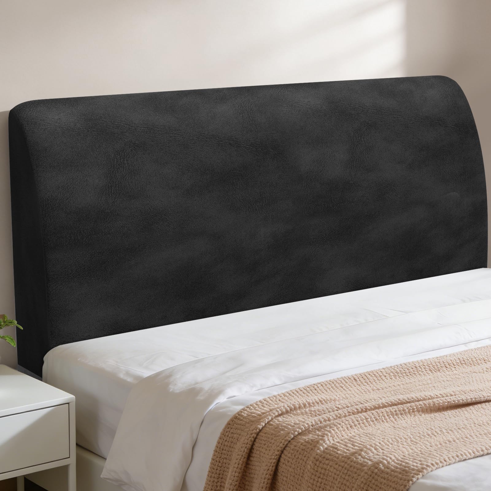 Copri Testiera Letto Matrimoniale, Copri Testata Letto Matrimoniale 180 Copritestata x Letto Matrimoniale per la Decorazione Della Camera da Letto (Pile Nero Volpe Argentata)