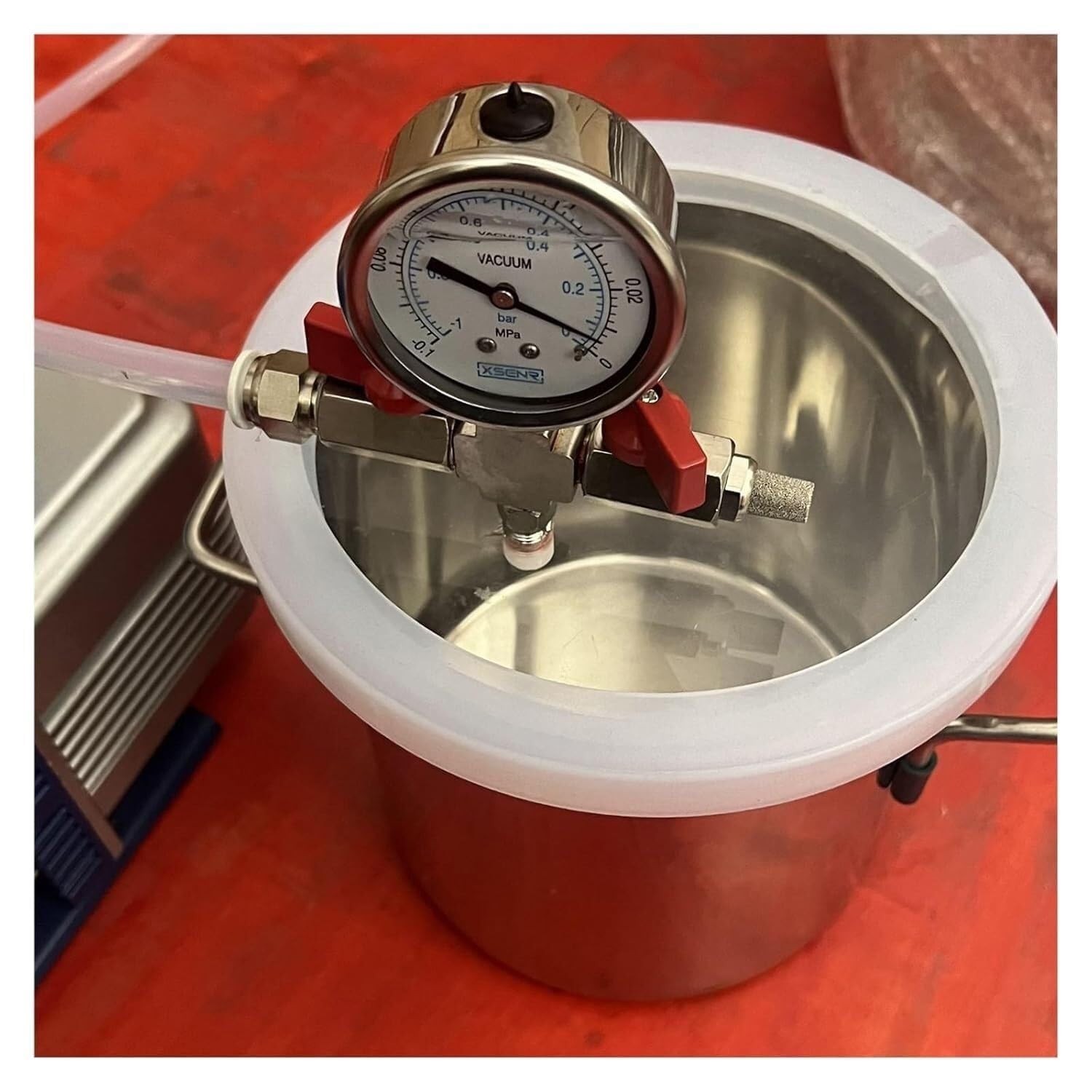 Großes Vakuumkammer-Set, Vakuum-Entgasungskammern aus 304 Edelstahl, für Harzguss, Silikone, Holzstabilisator mit transparenter Acrylkappe (72 l)