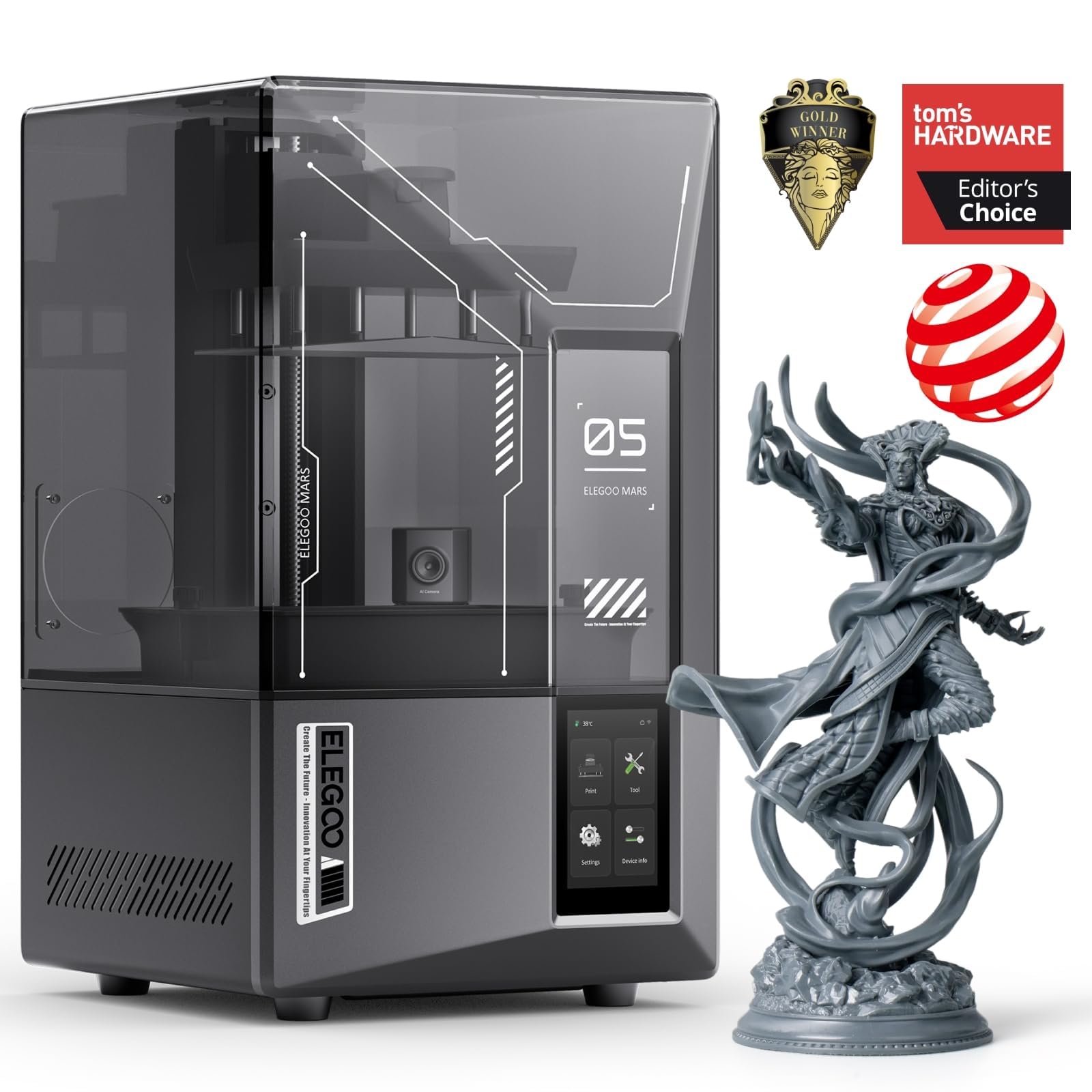 Photo 1 of ELEGOO Mars 5 Ultra Resin 3D Printer with 7" 9K Mono LCD, 150mm/h High Speed Printing, Smart Automatic Leveling, Intelligent Detection, WiFi-Transfer, Printing Size of 6.04 × 3.06 × 6.49 inch